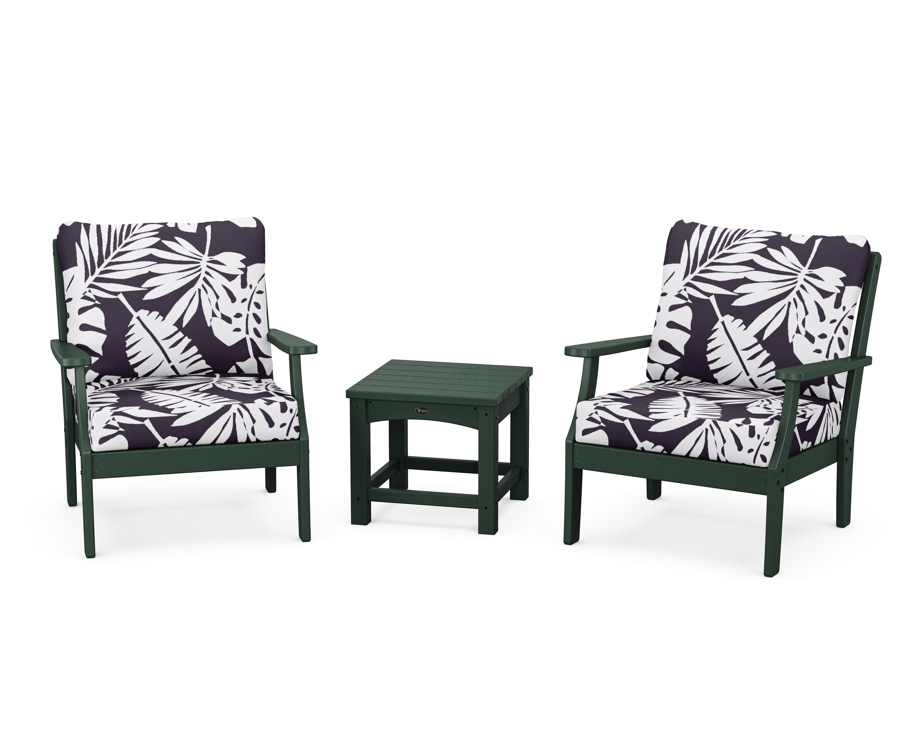 Yacht Club 3-Piece Deep Seating Set in Rainforest Canopy / Leaf Navy