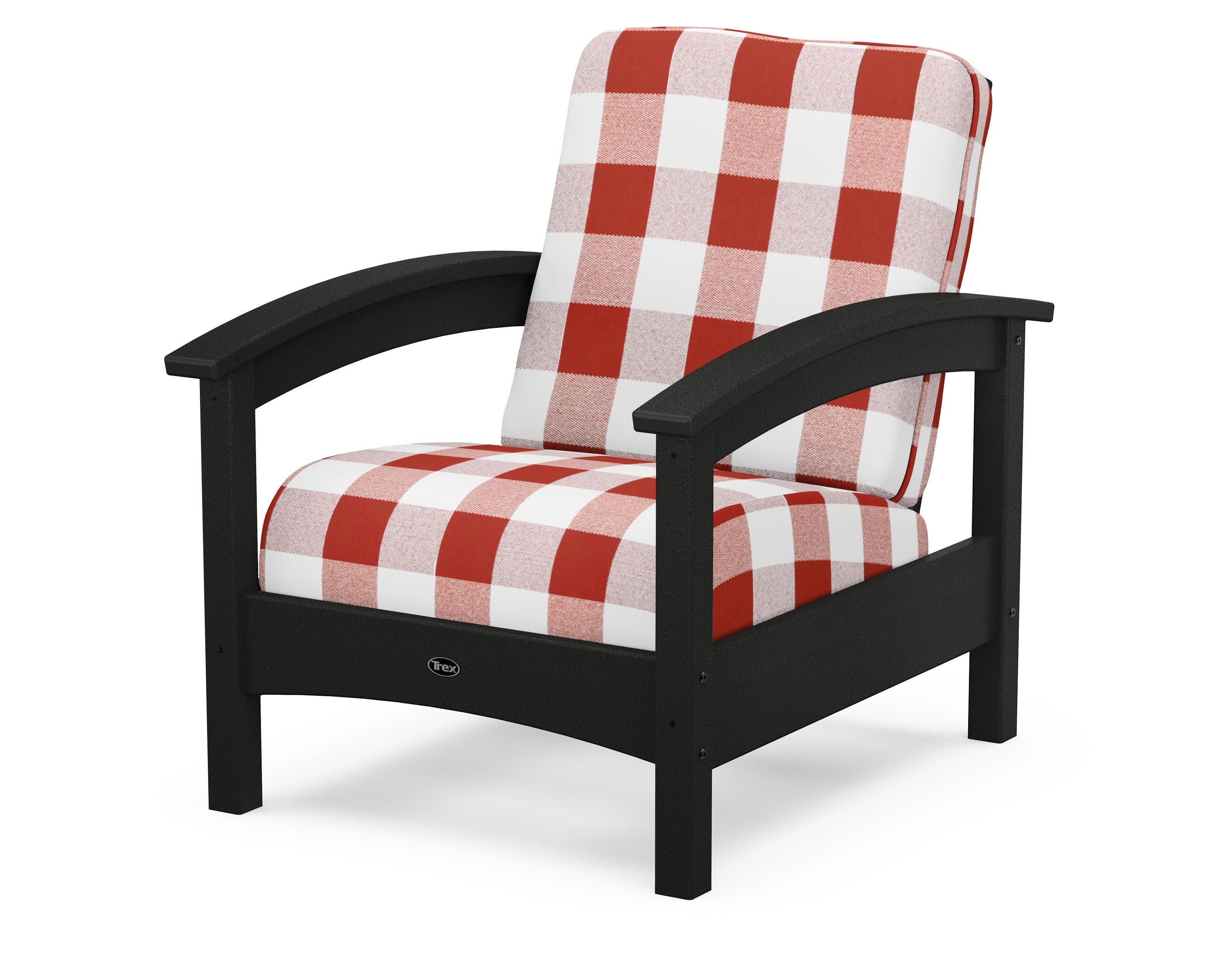 Rockport Club Chair in Charcoal Black / Buffalo Plaid Crimson