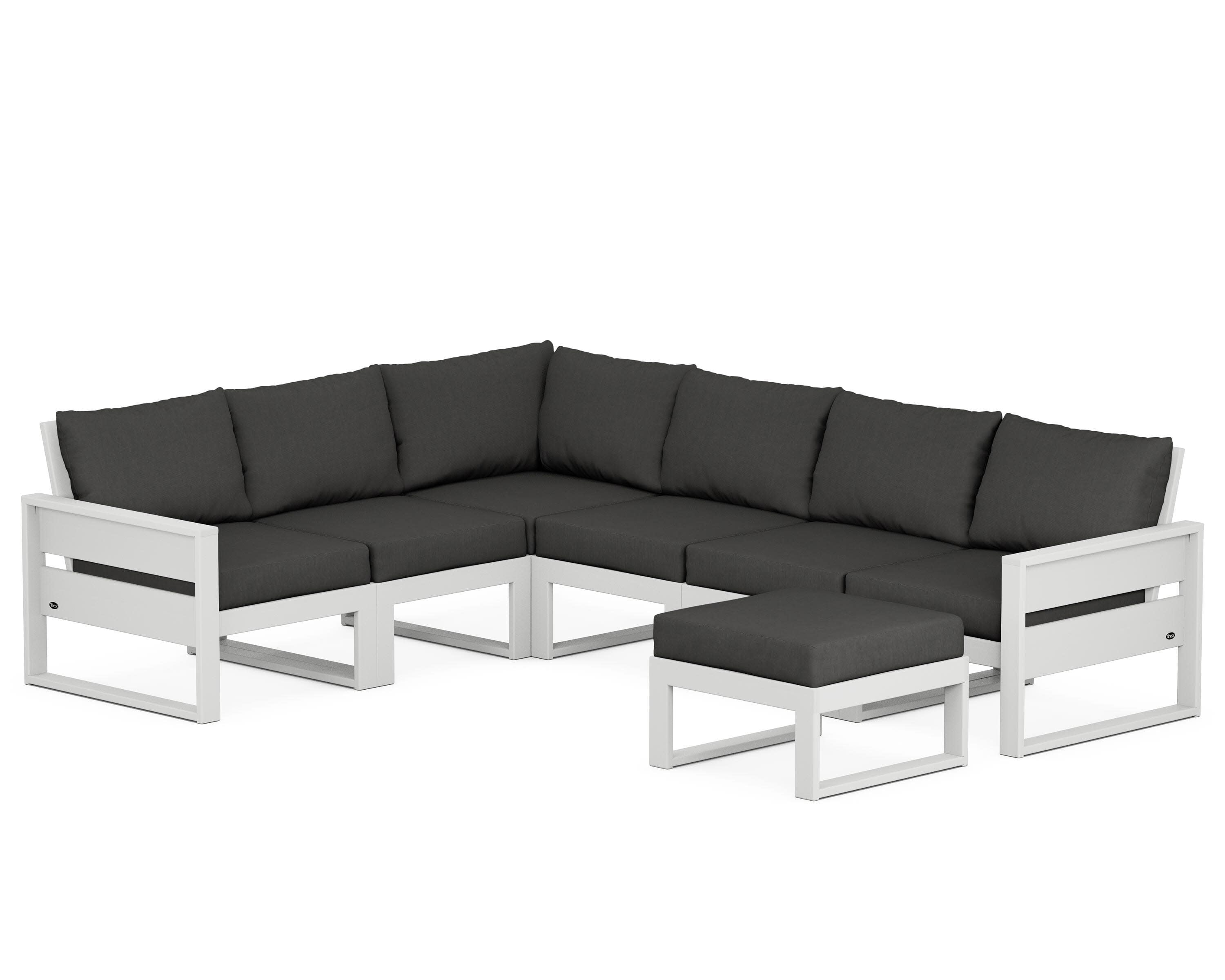 Eastport 6-Piece Sectional with Ottoman in Classic White / Spectrum Carbon