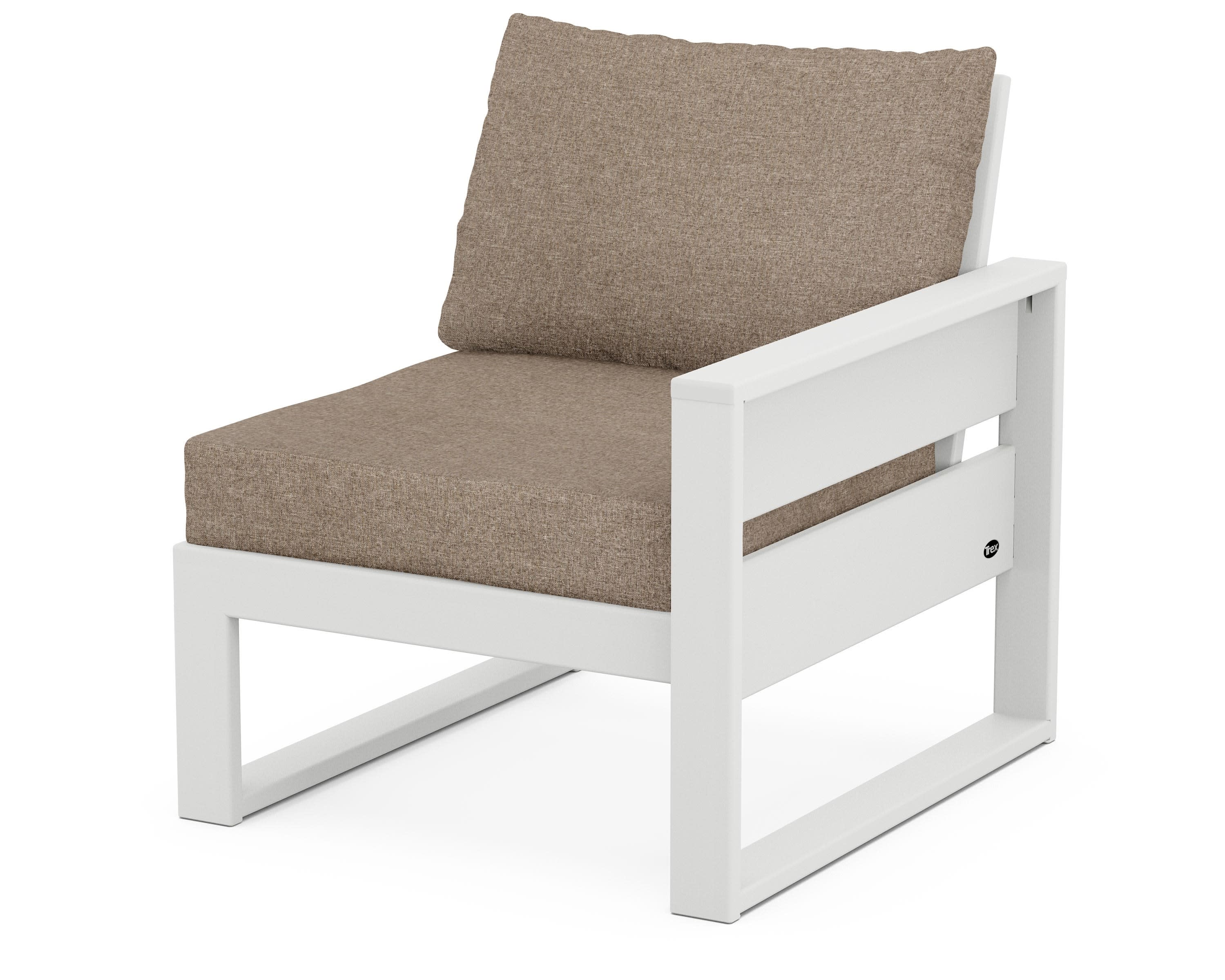 Eastport Modular Right Arm Chair in Classic White / Spiced Burlap