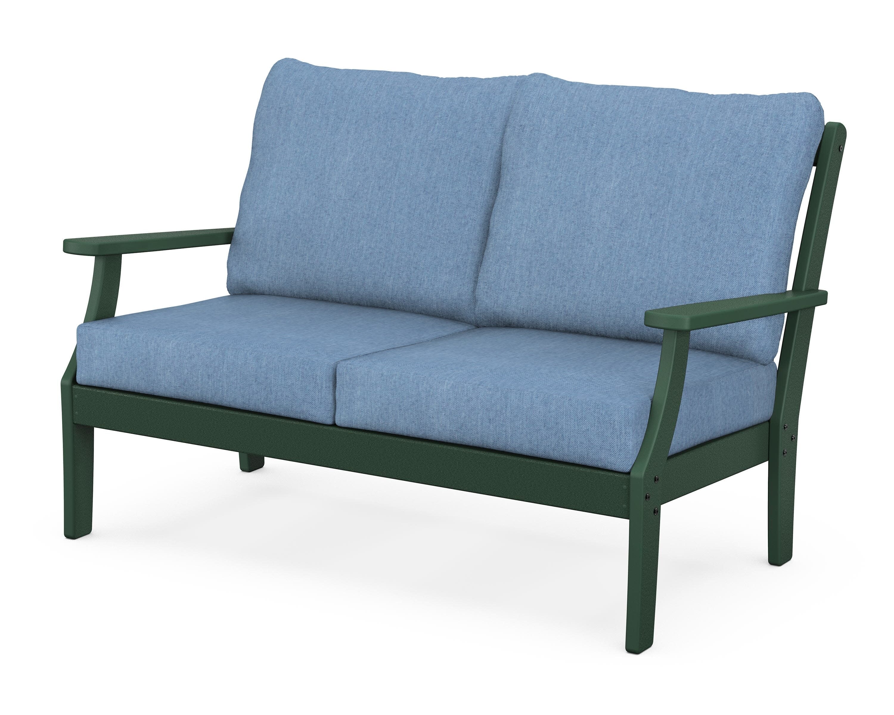 Yacht Club Deep Seating Loveseat in Rainforest Canopy / Sky Blue