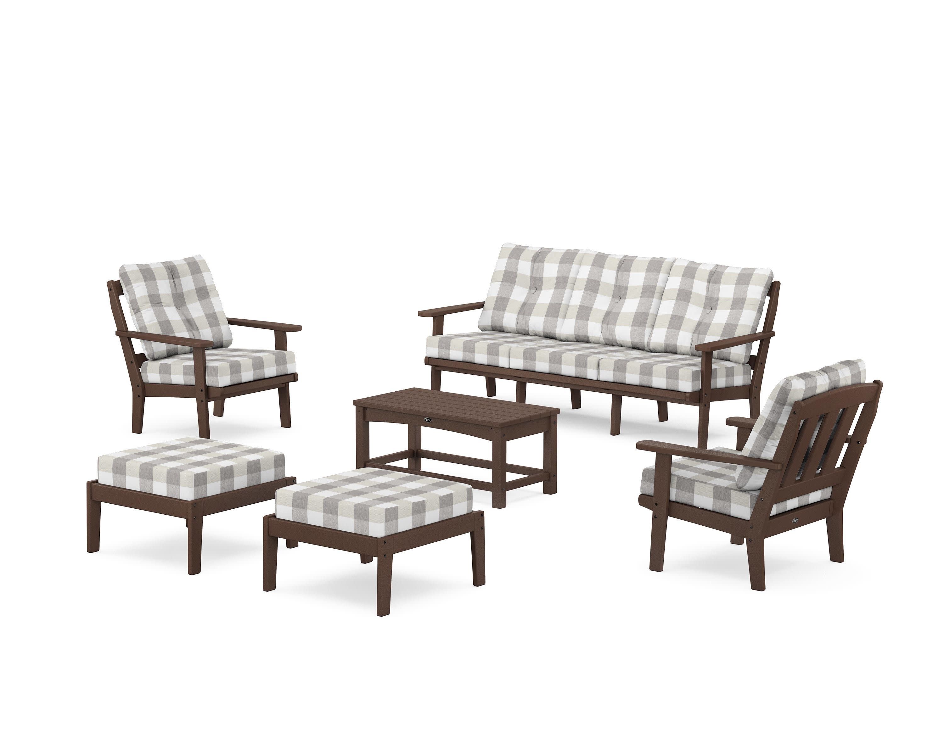 Cape Cod 6-Piece Lounge Sofa Set in Vintage Lantern / Buffalo Plaid Grey Mist