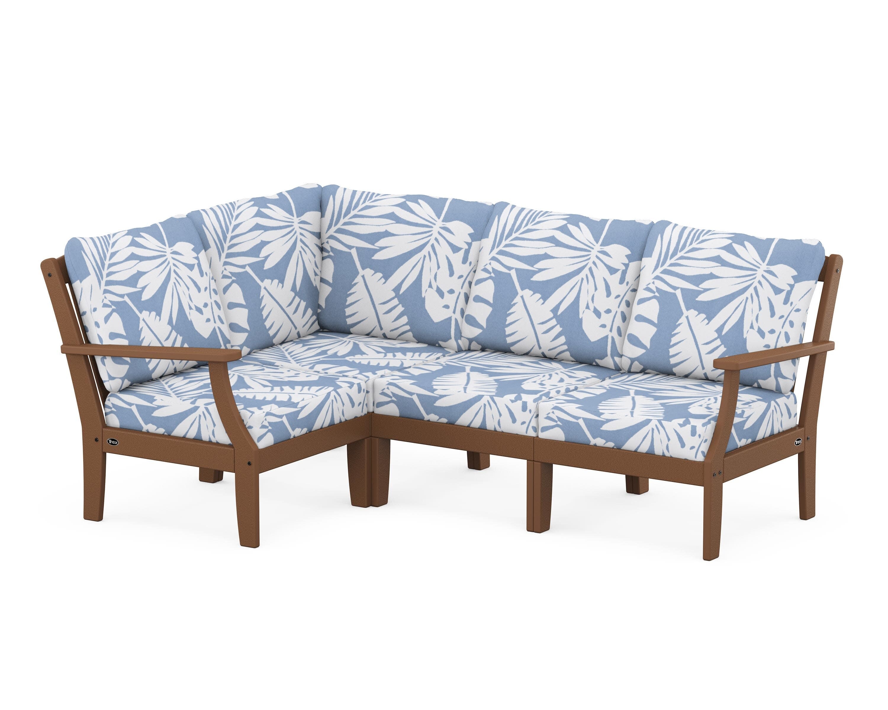 Yacht Club Modular 4-Piece Deep Seating Set in Tree House / Leaf Sky Blue