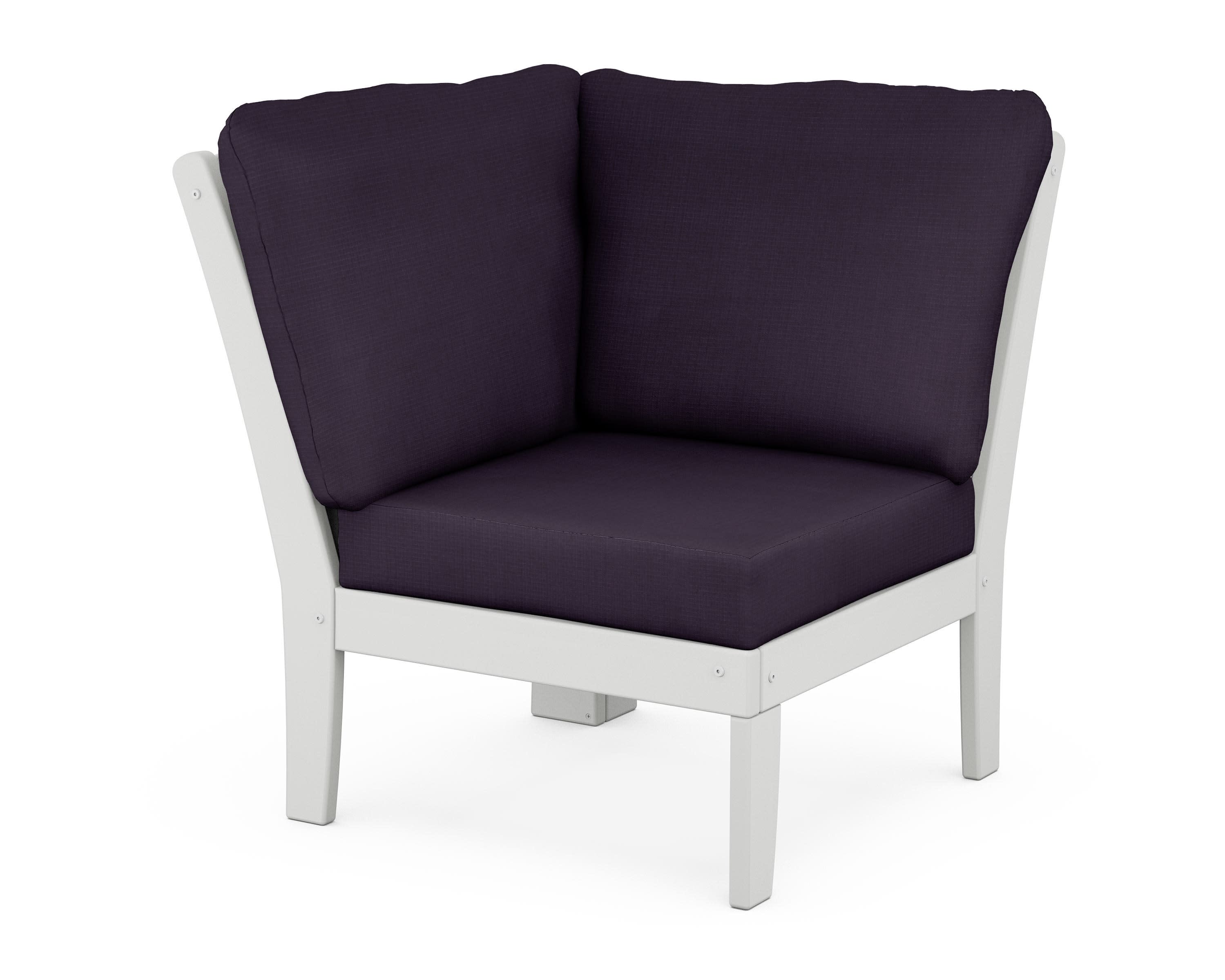 Yacht Club Modular Corner Chair in Classic White / Navy Linen