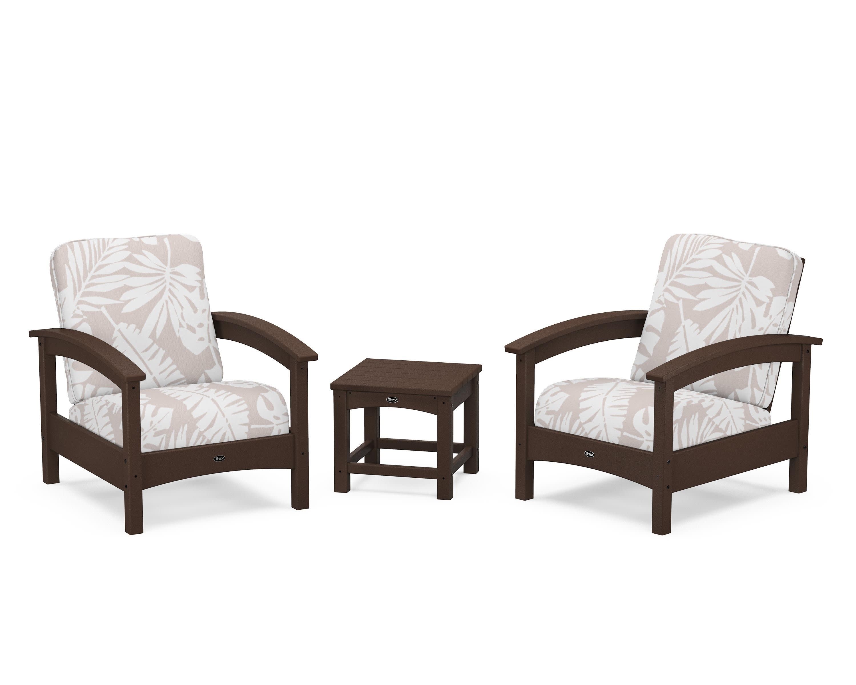 Rockport Club 3-Piece Deep Seating Conversation Set in Vintage Lantern / Leaf Dune Burlap