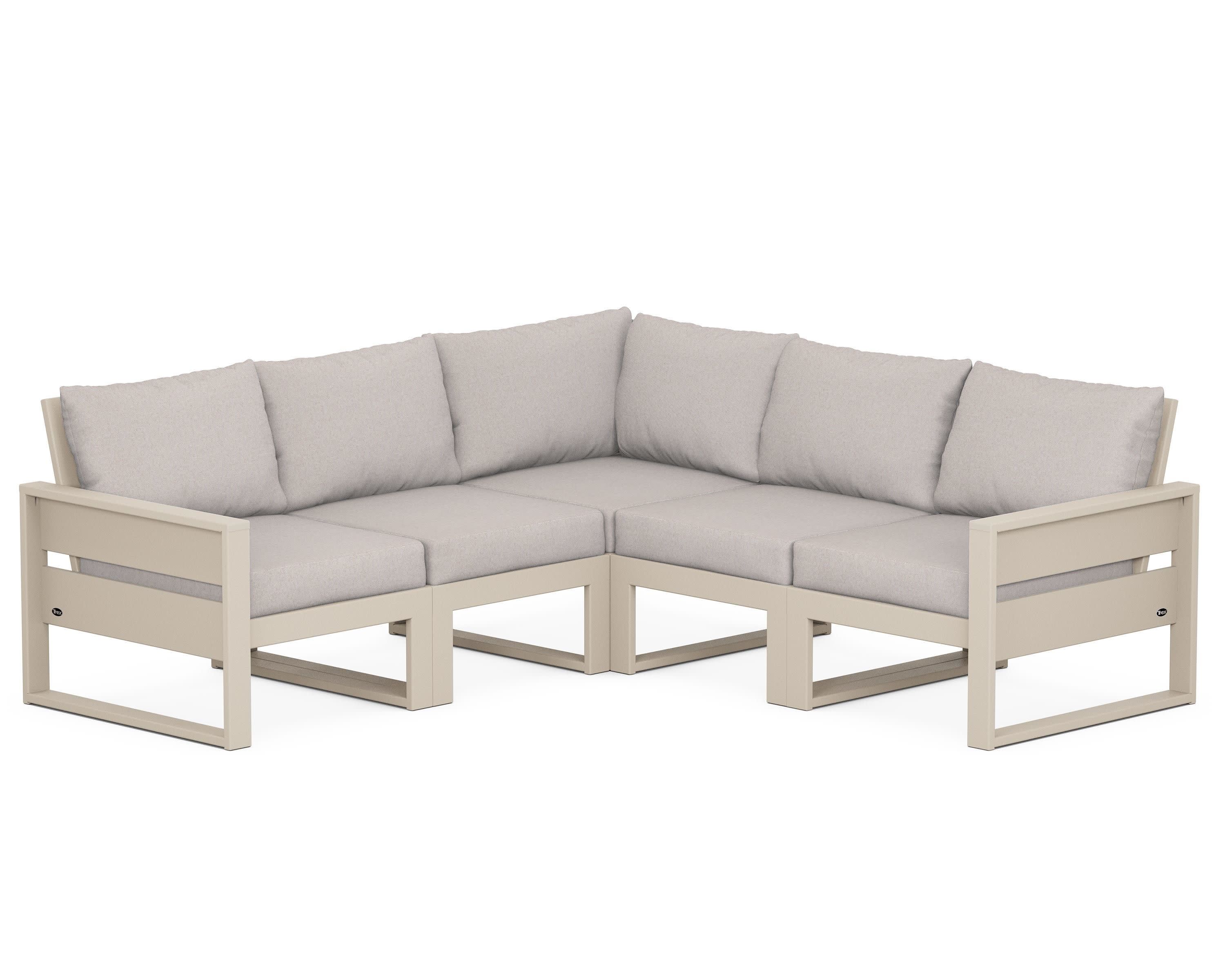 Eastport 5-Piece Sectional in Sand Castle / Dune Burlap
