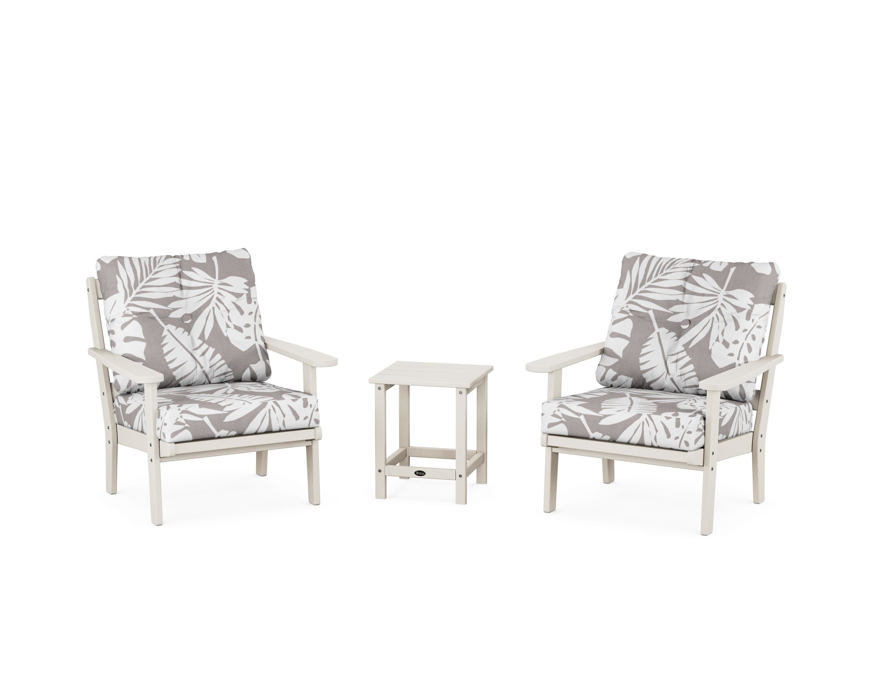 Cape Cod 3-Piece Deep Seating Set in Sand Castle / Leaf Grey Mist
