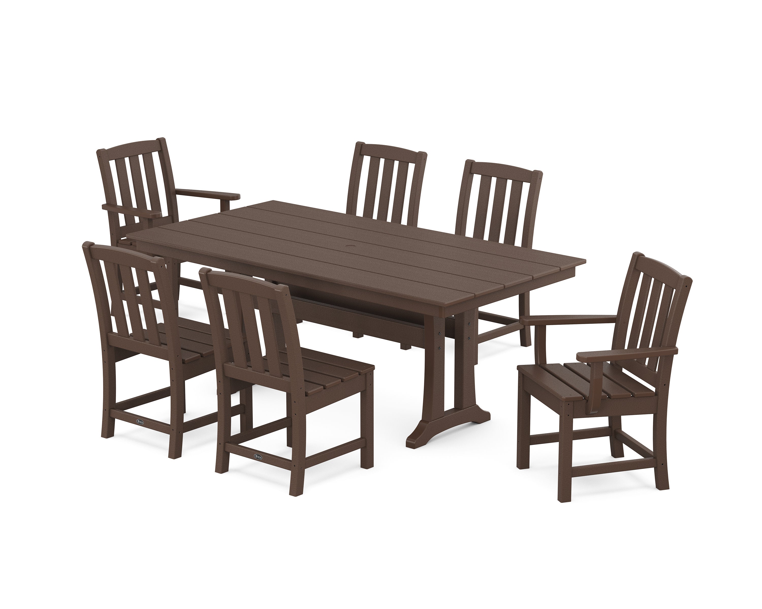 Cape Cod 7-Piece Farmhouse Dining Set with Trestle Legs in Vintage Lantern