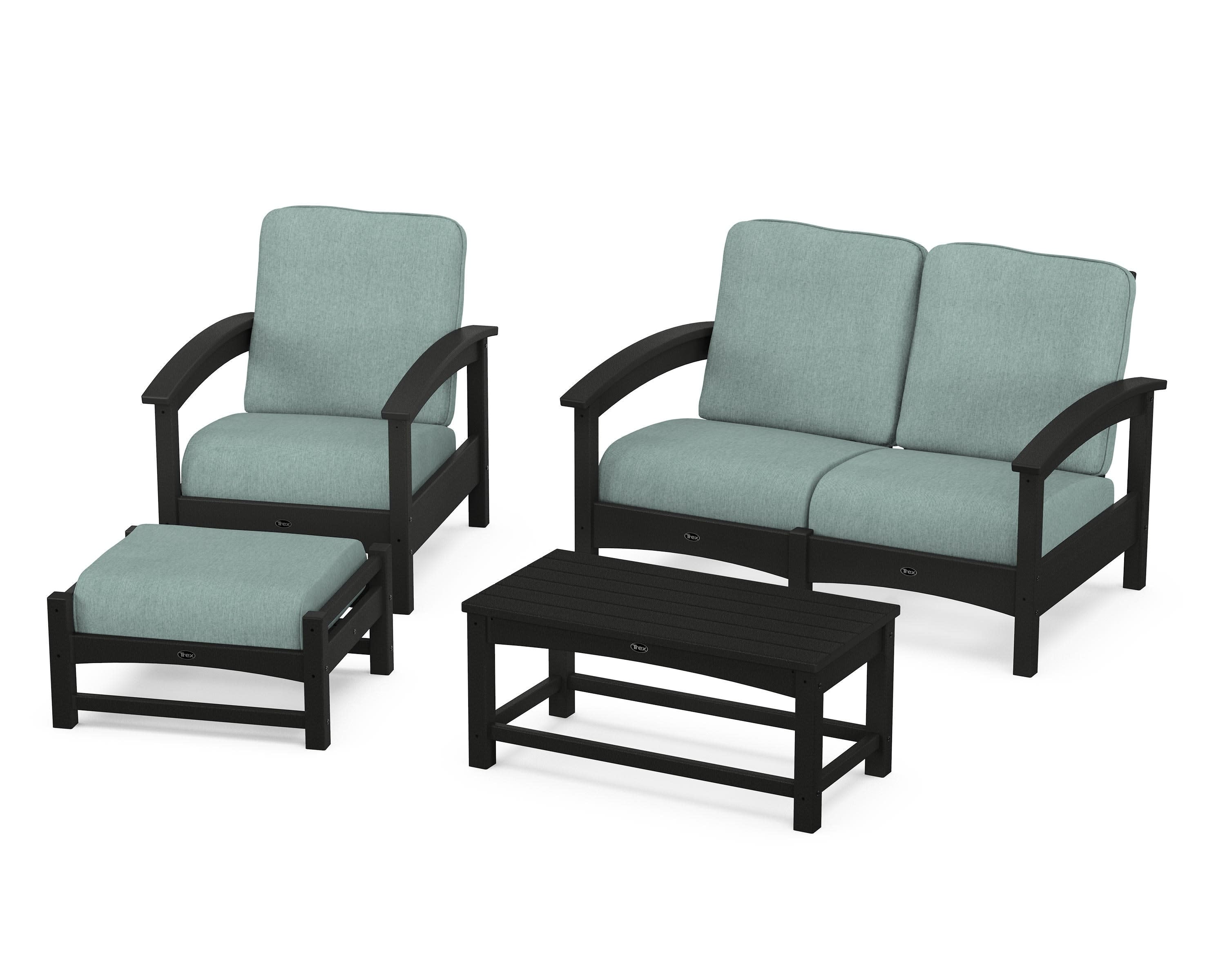 Rockport 4-Piece Deep Seating Conversation Group in Charcoal Black / Glacier Spa