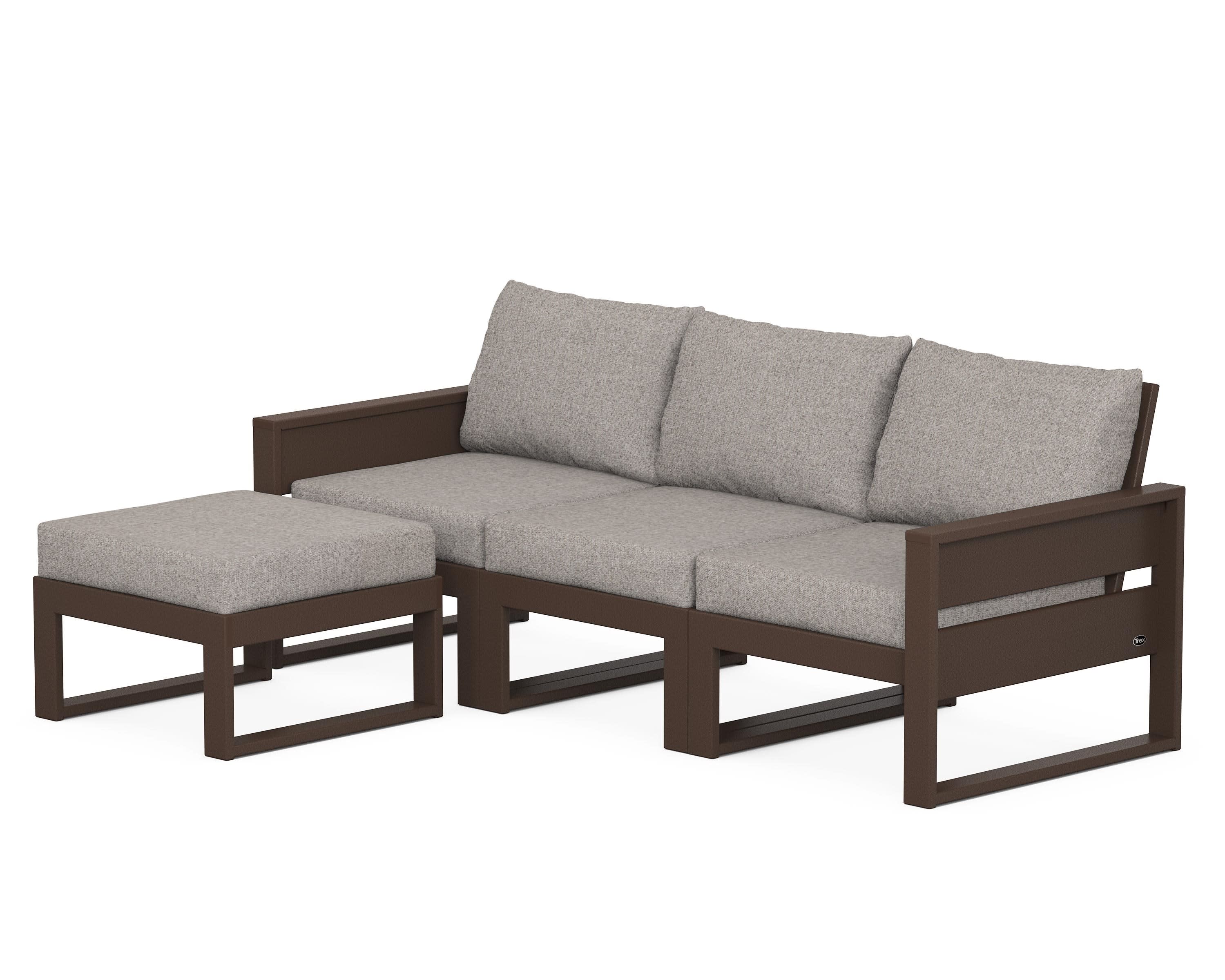 Eastport 4- Piece Sectional with Ottoman in Vintage Lantern / Weathered Tweed