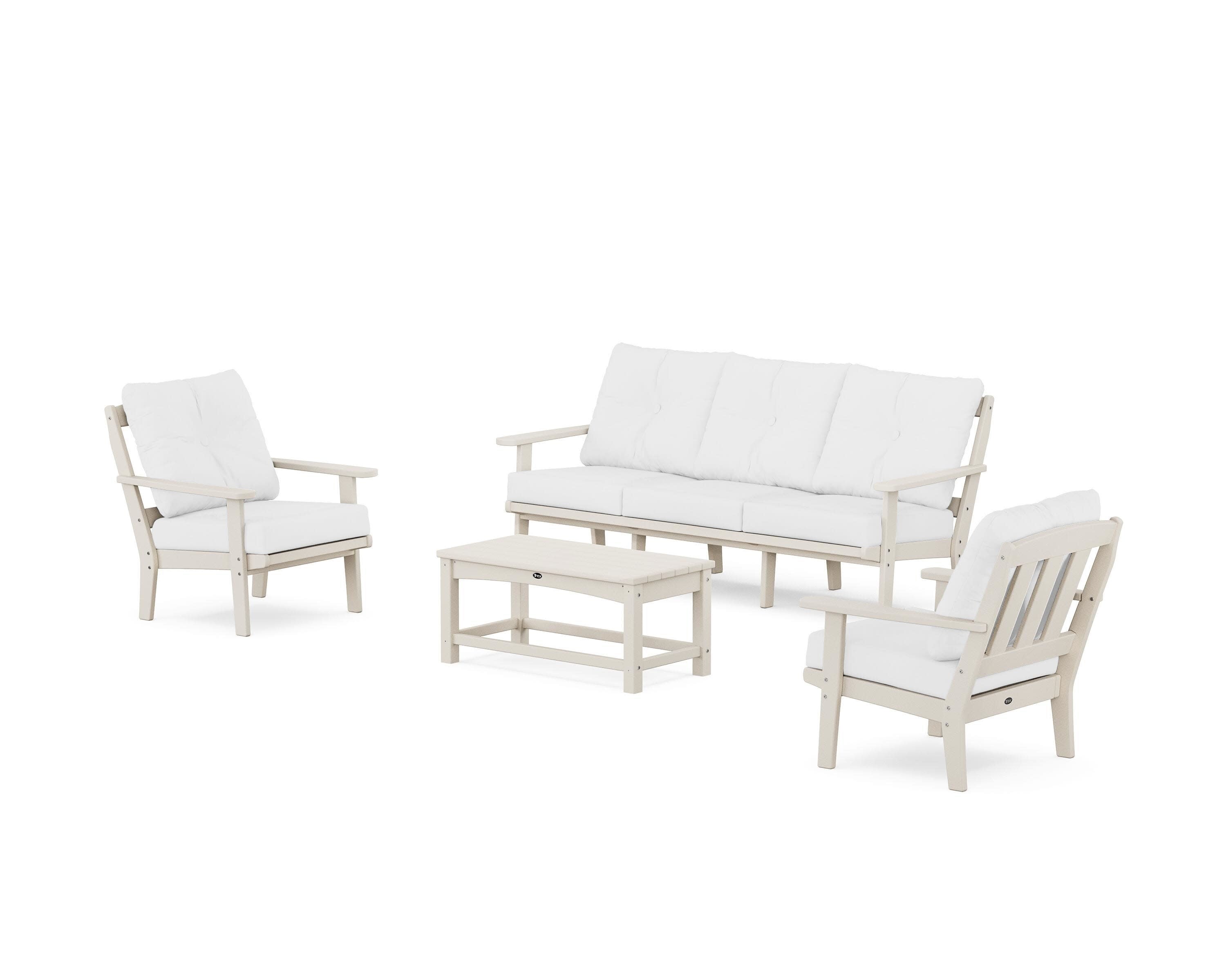 Cape Cod 4-Piece Deep Seating Set with Sofa in Sand Castle / Natural