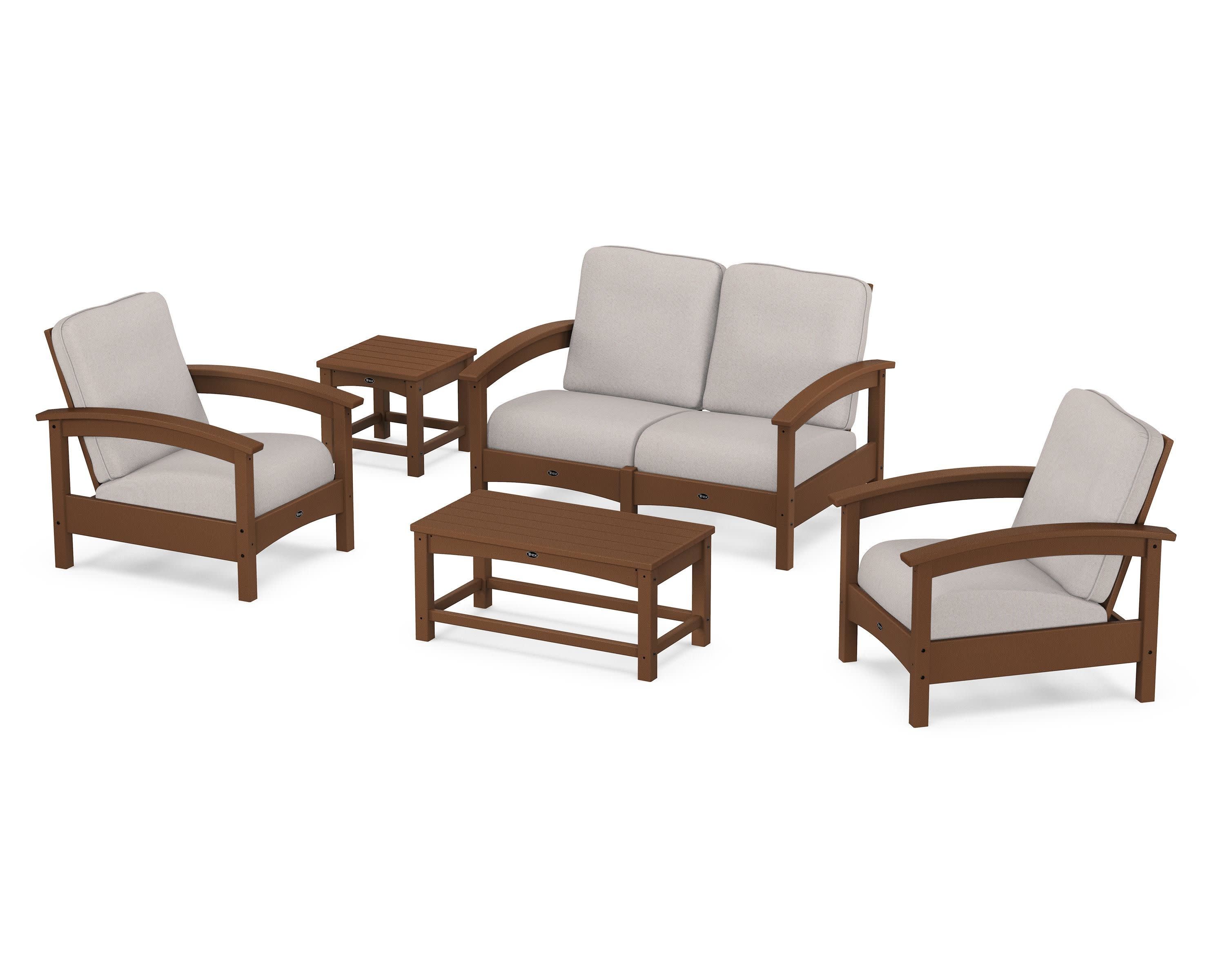 Rockport Club 6-Piece Deep Seating Conversation Set in Tree House / Dune Burlap