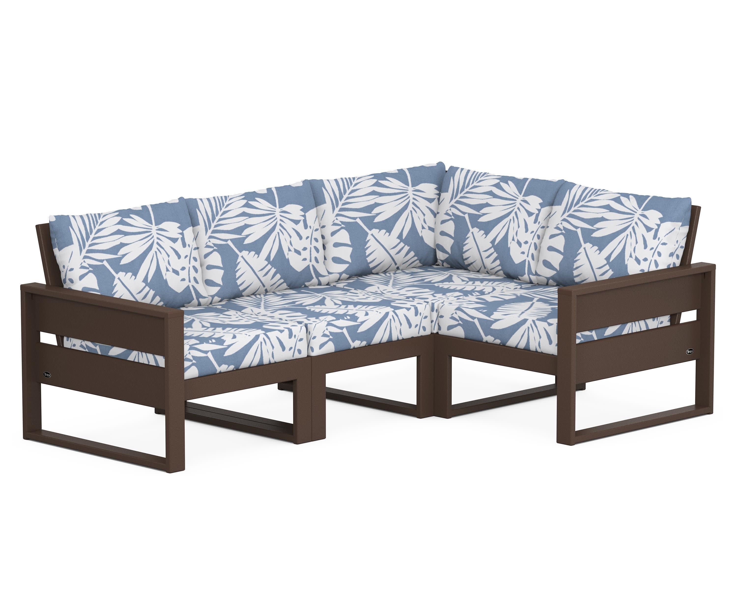 Eastport 4- Piece Sectional in Vintage Lantern / Leaf Sky Blue