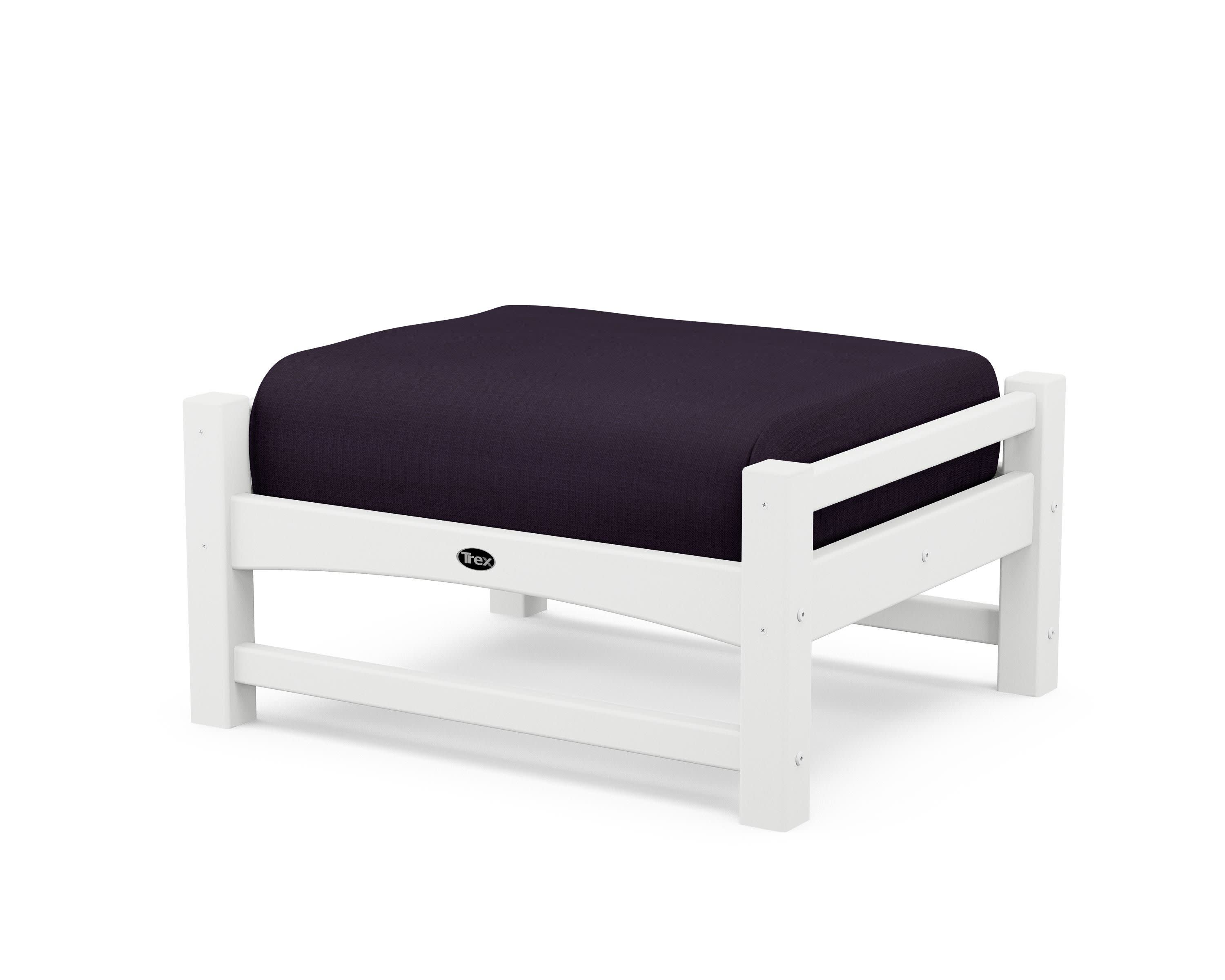 Rockport Club Ottoman in Classic White / Navy Linen