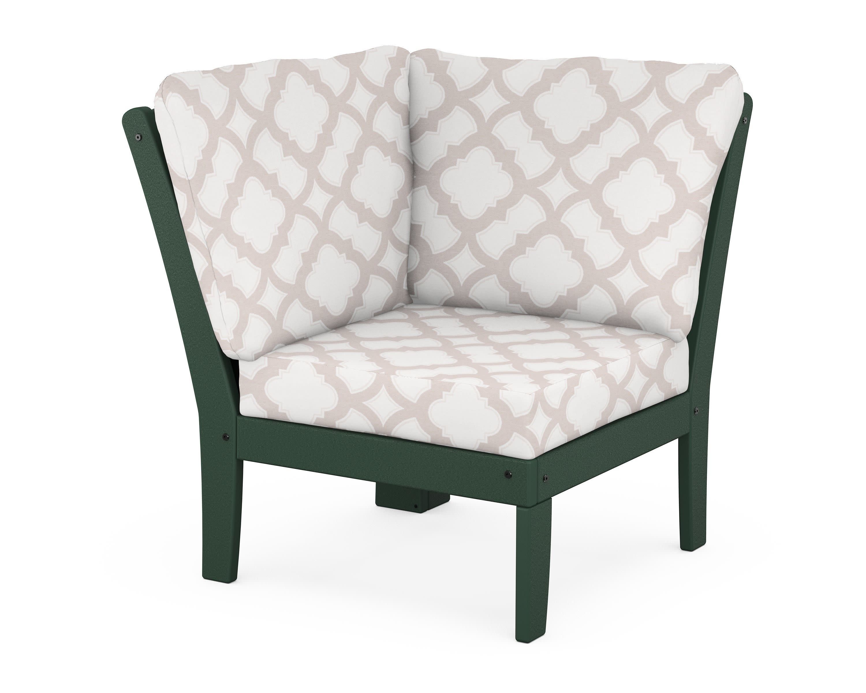 Yacht Club Modular Corner Chair in Rainforest Canopy / Trellis Dune Burlap