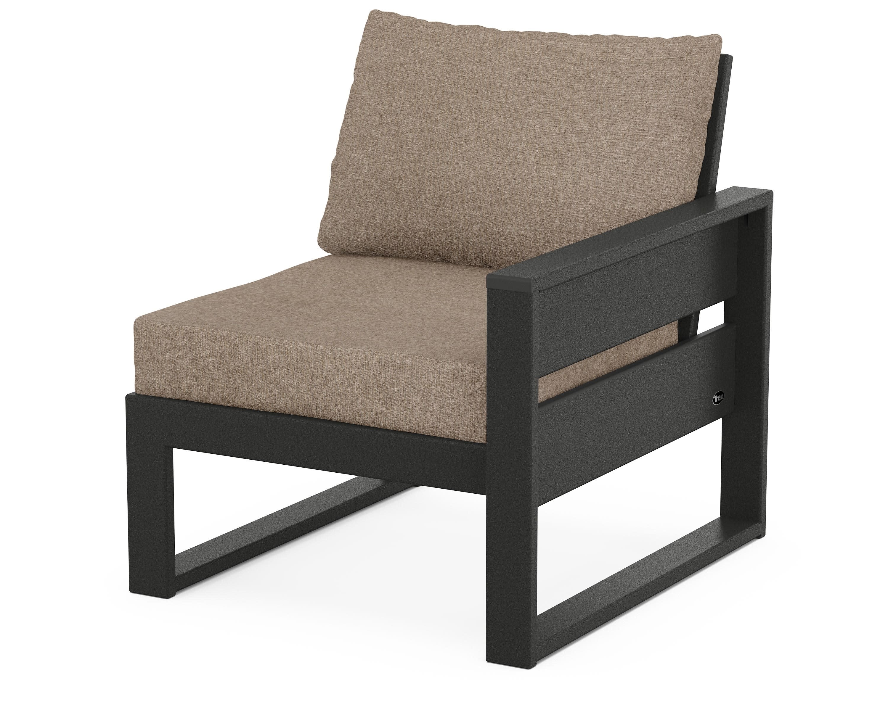 Eastport Modular Right Arm Chair in Charcoal Black / Spiced Burlap