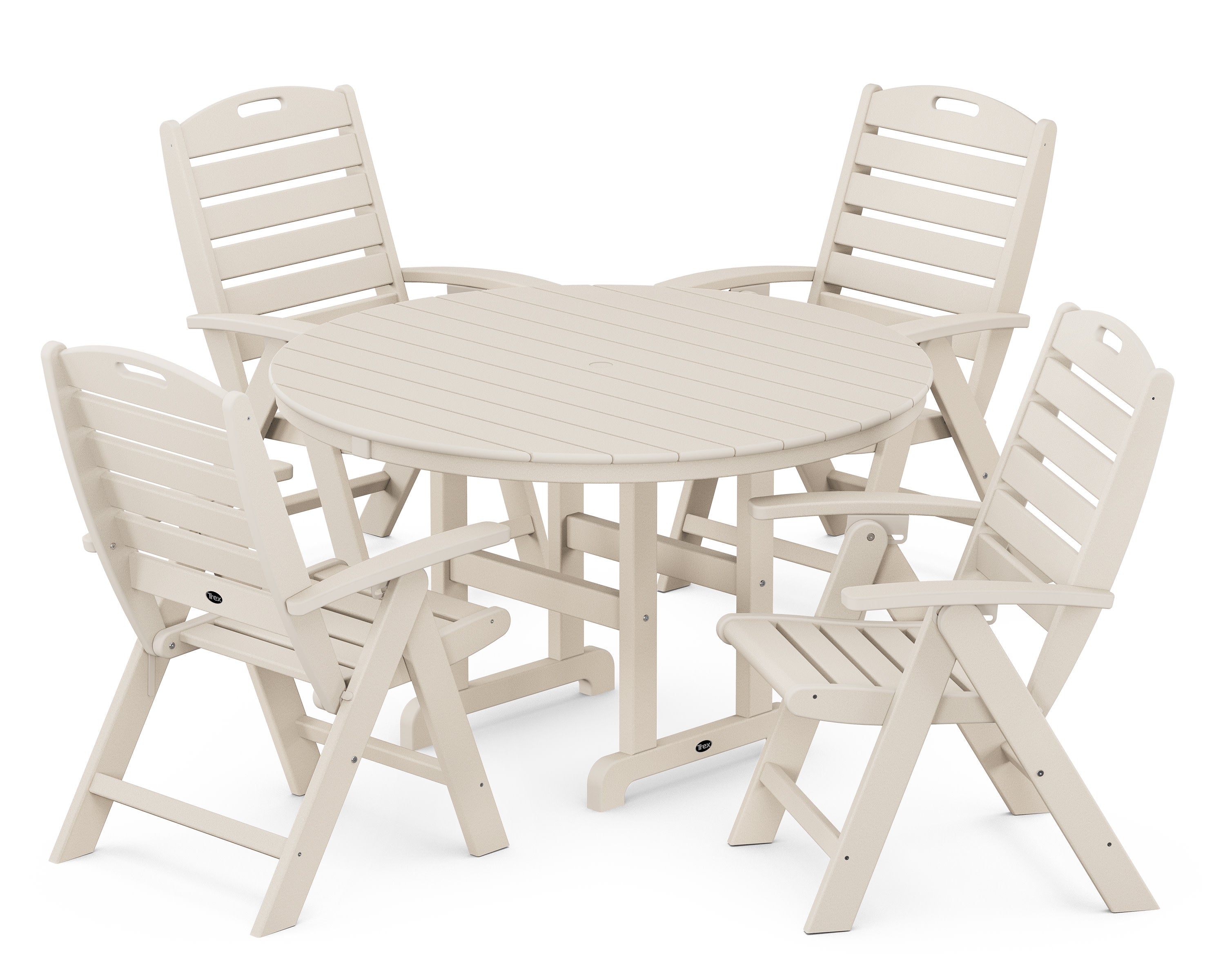 Yacht Club Highback 5-Piece Round Dining Set in Sand Castle