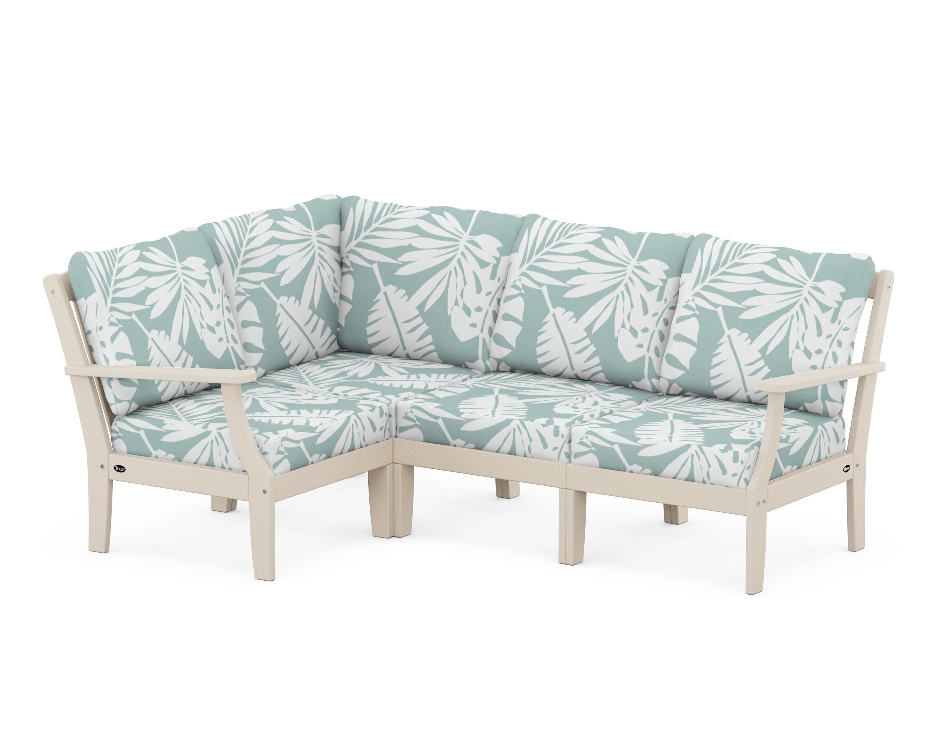 Yacht Club Modular 4-Piece Deep Seating Set in Sand Castle / Leaf Glacier Spa