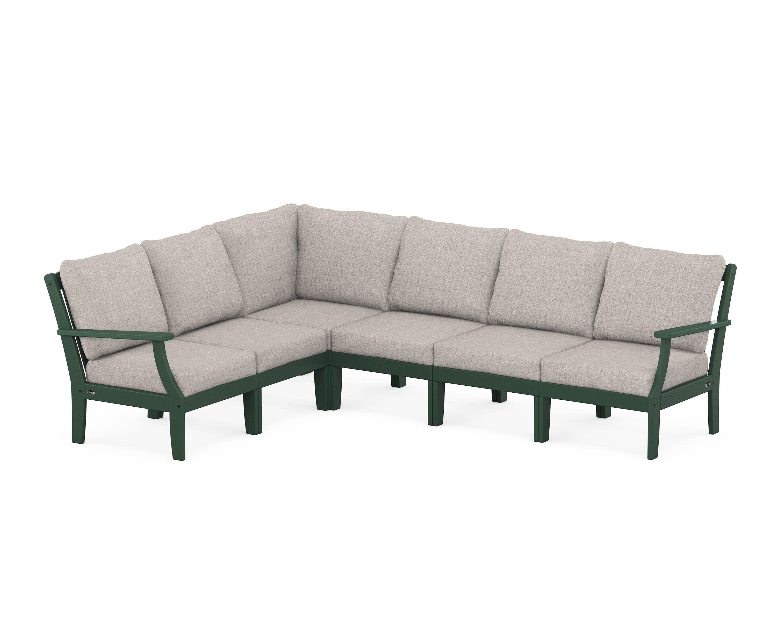 Yacht Club Modular 6-Piece Deep Seating Set in Rainforest Canopy / Weathered Tweed