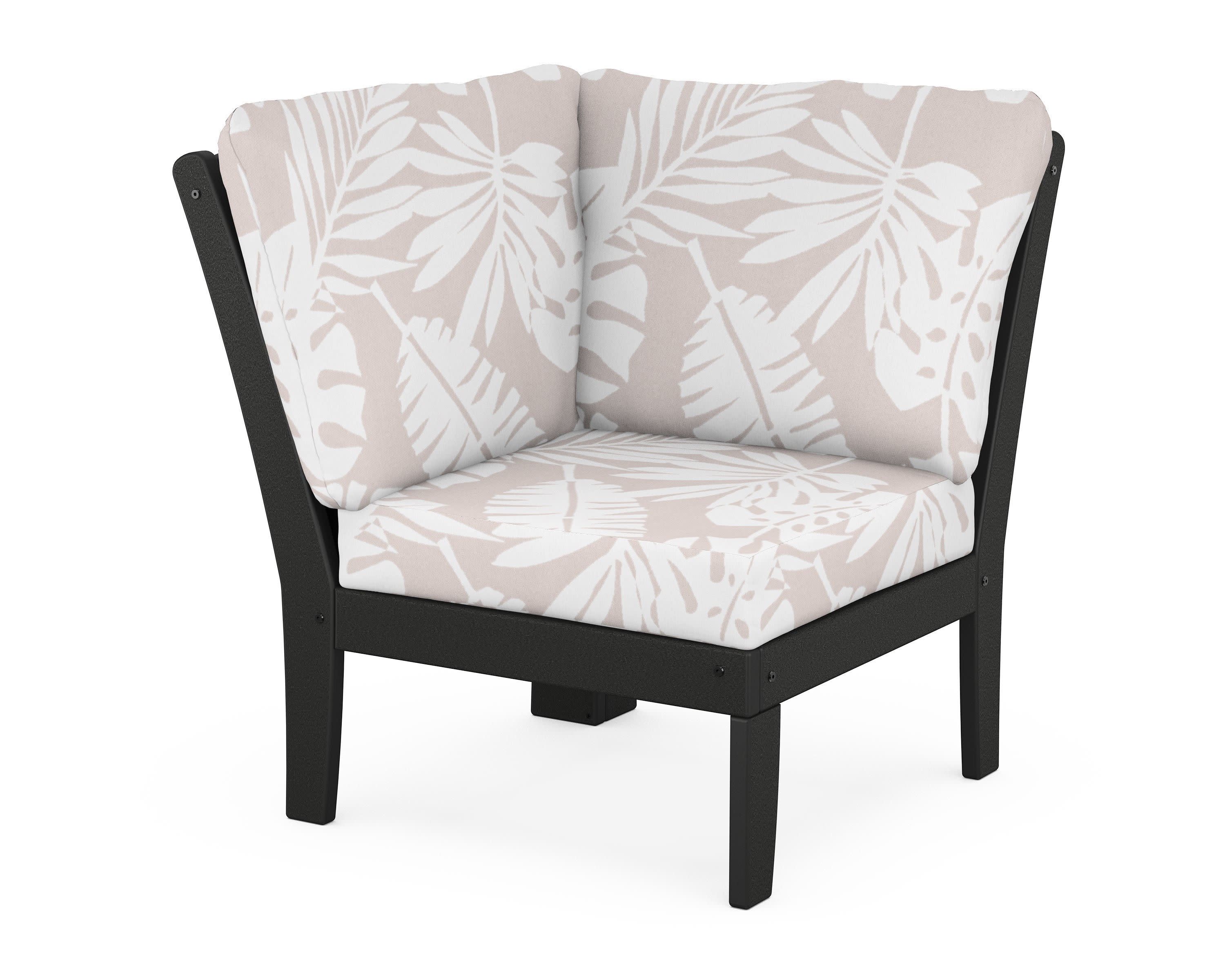 Yacht Club Modular Corner Chair in Charcoal Black / Leaf Dune Burlap