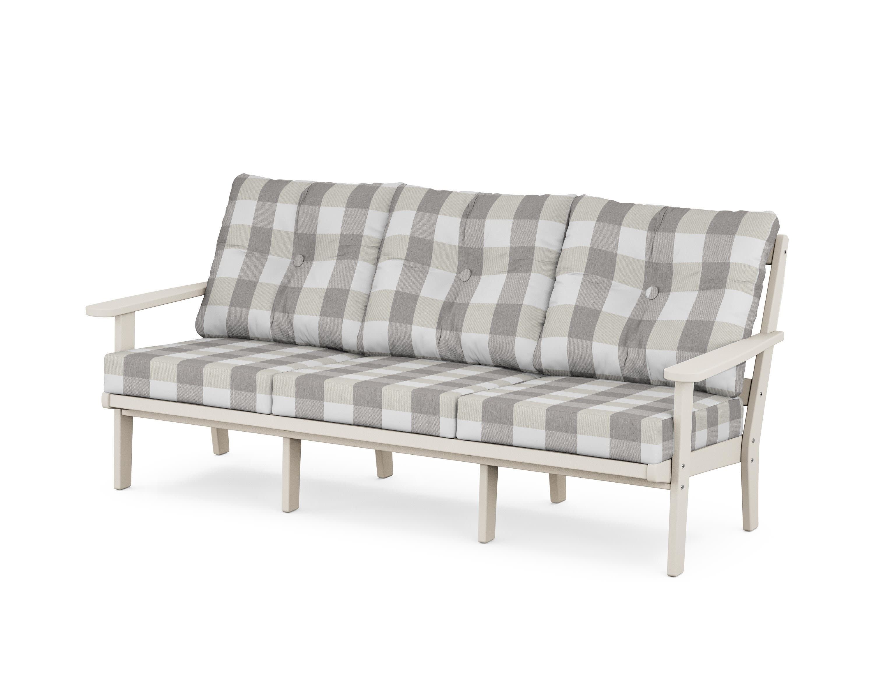Cape Cod Deep Seating Sofa in Sand Castle / Buffalo Plaid Grey Mist