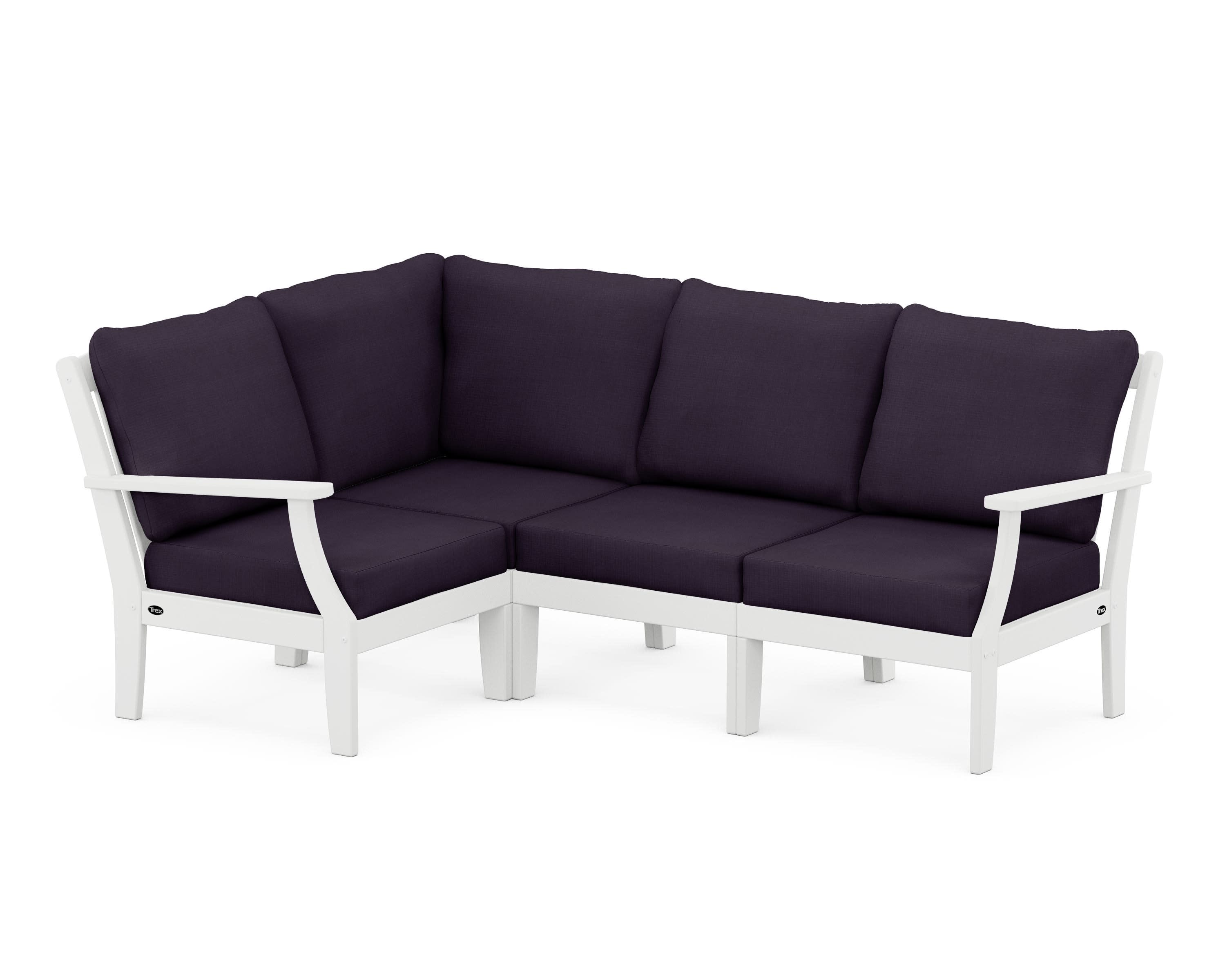 Yacht Club Modular 4-Piece Deep Seating Set in Classic White / Navy Linen