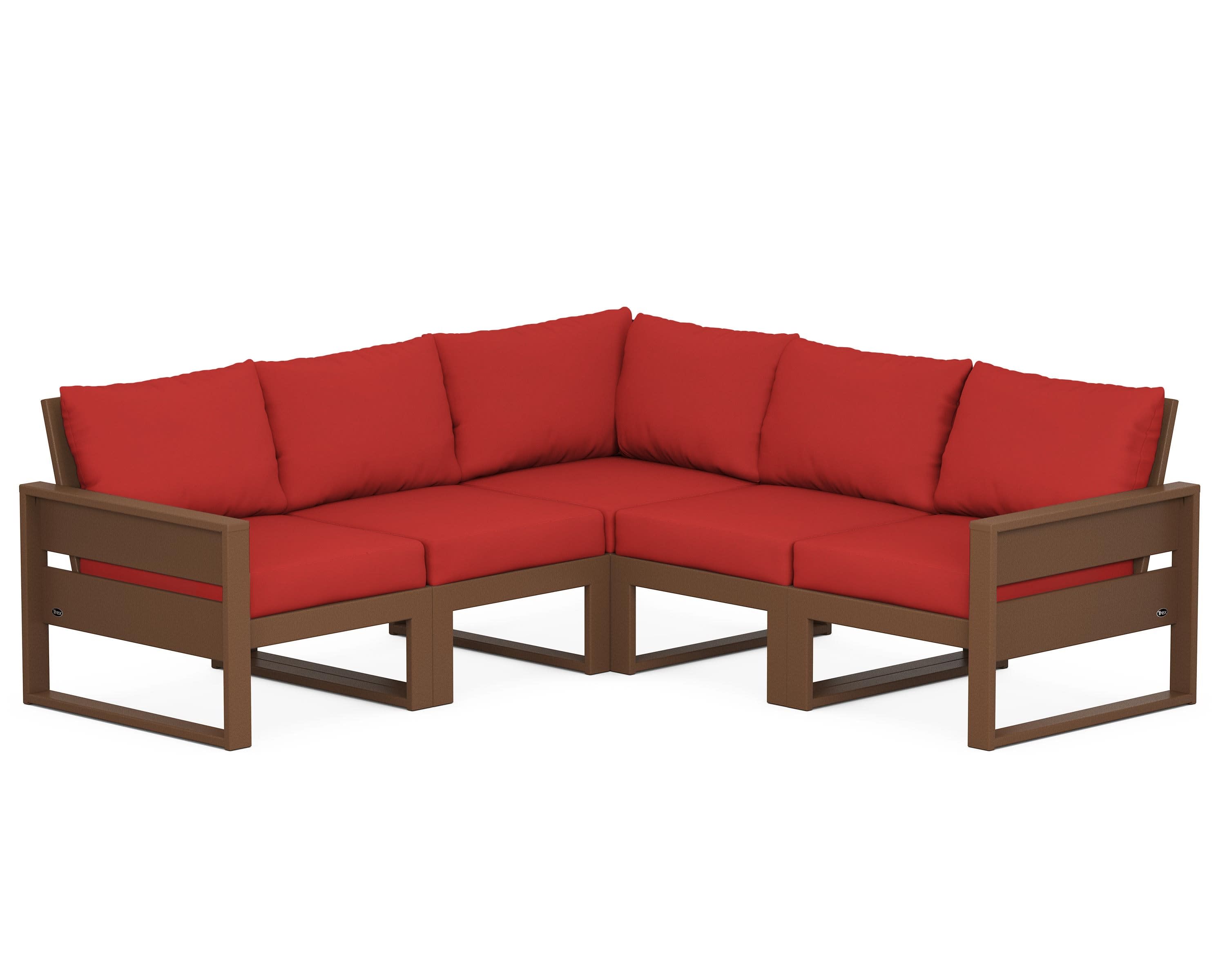 Eastport 5-Piece Sectional in Tree House / Crimson Linen