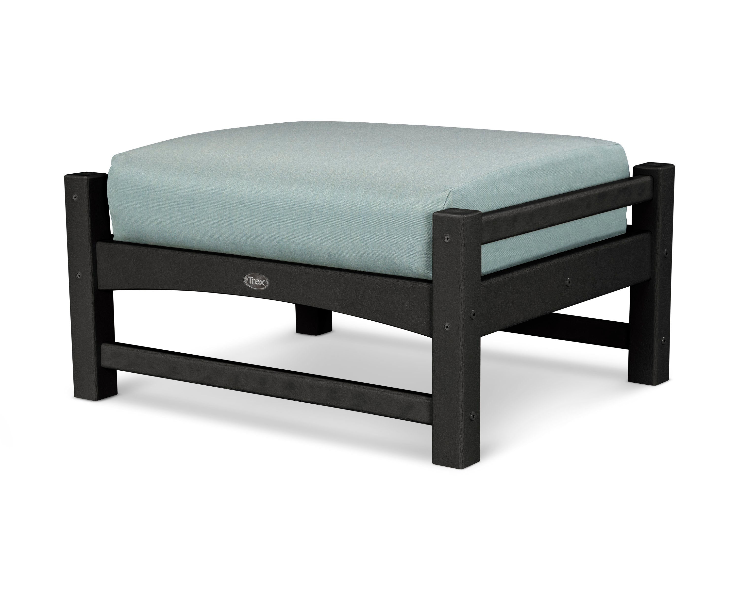 Rockport Club Ottoman in Charcoal Black / Spa