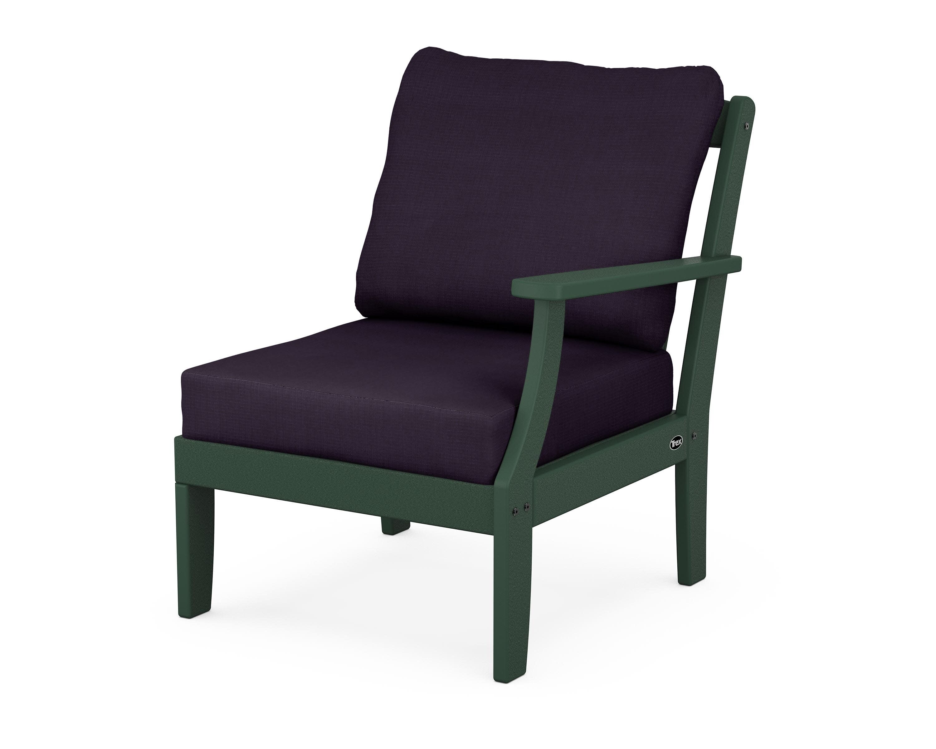 Yacht Club Modular Right Arm Chair in Rainforest Canopy / Navy Linen