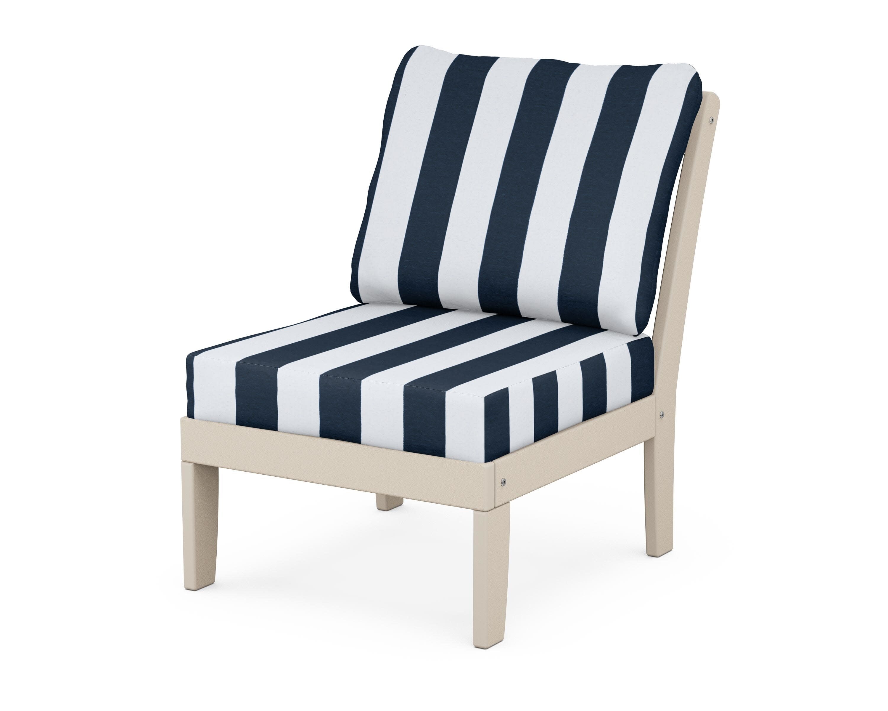 Yacht Club Modular Armless Chair in Sand Castle / Cabana Stripe Marine Indigo