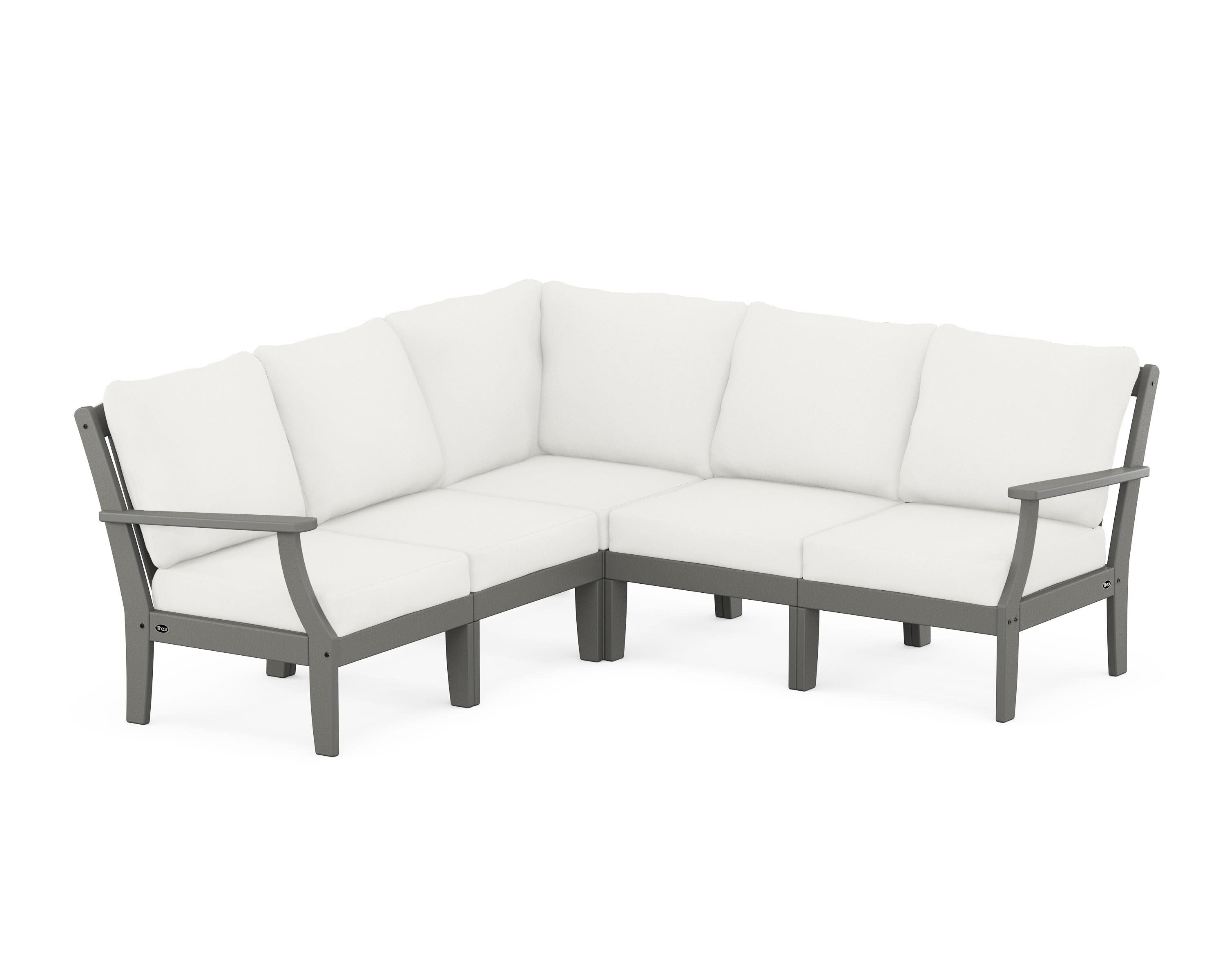 Yacht Club Modular 5-Piece Deep Seating Set in Stepping Stone / Natural Linen
