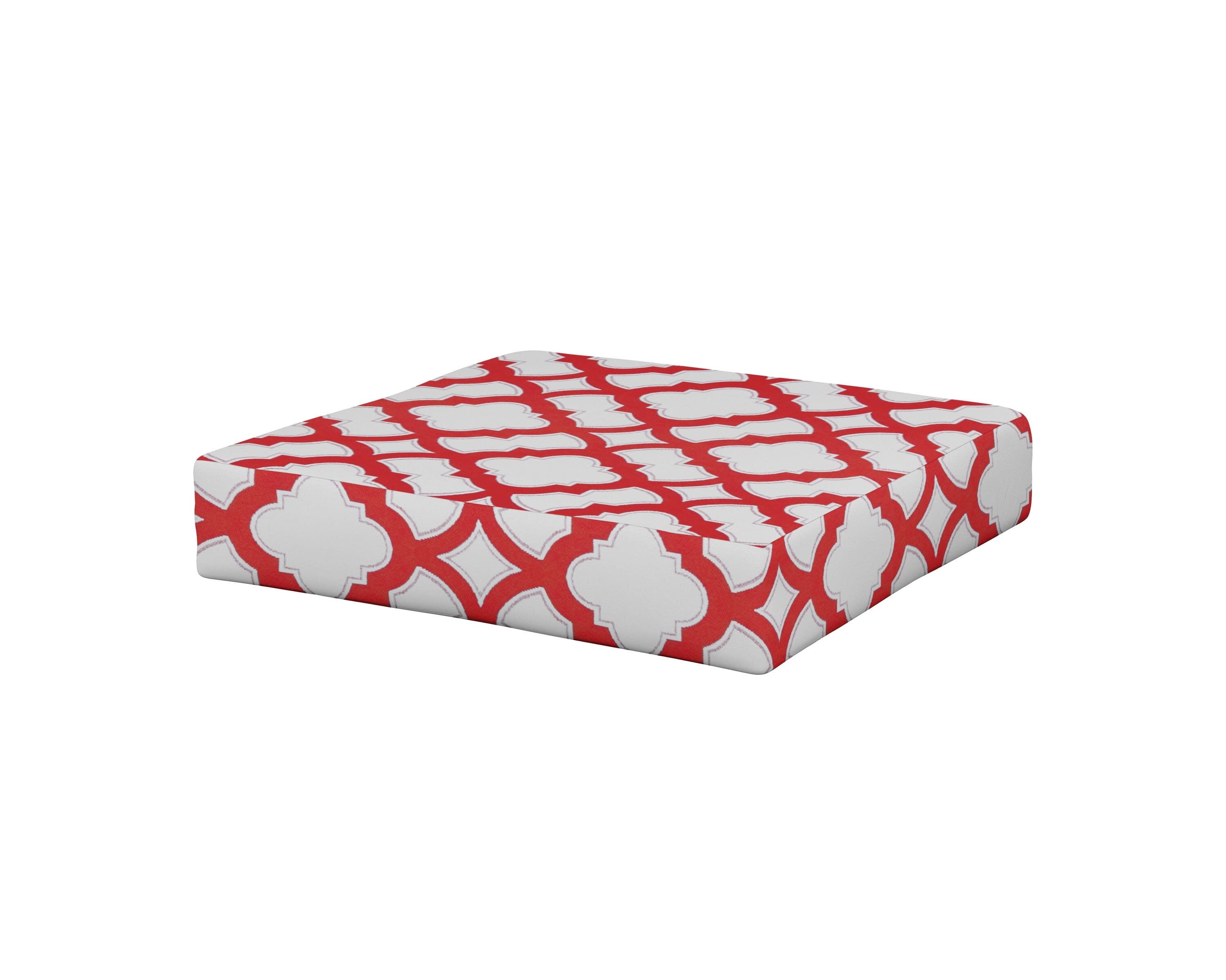 Modular Ottoman Cushion in Trellis Crimson