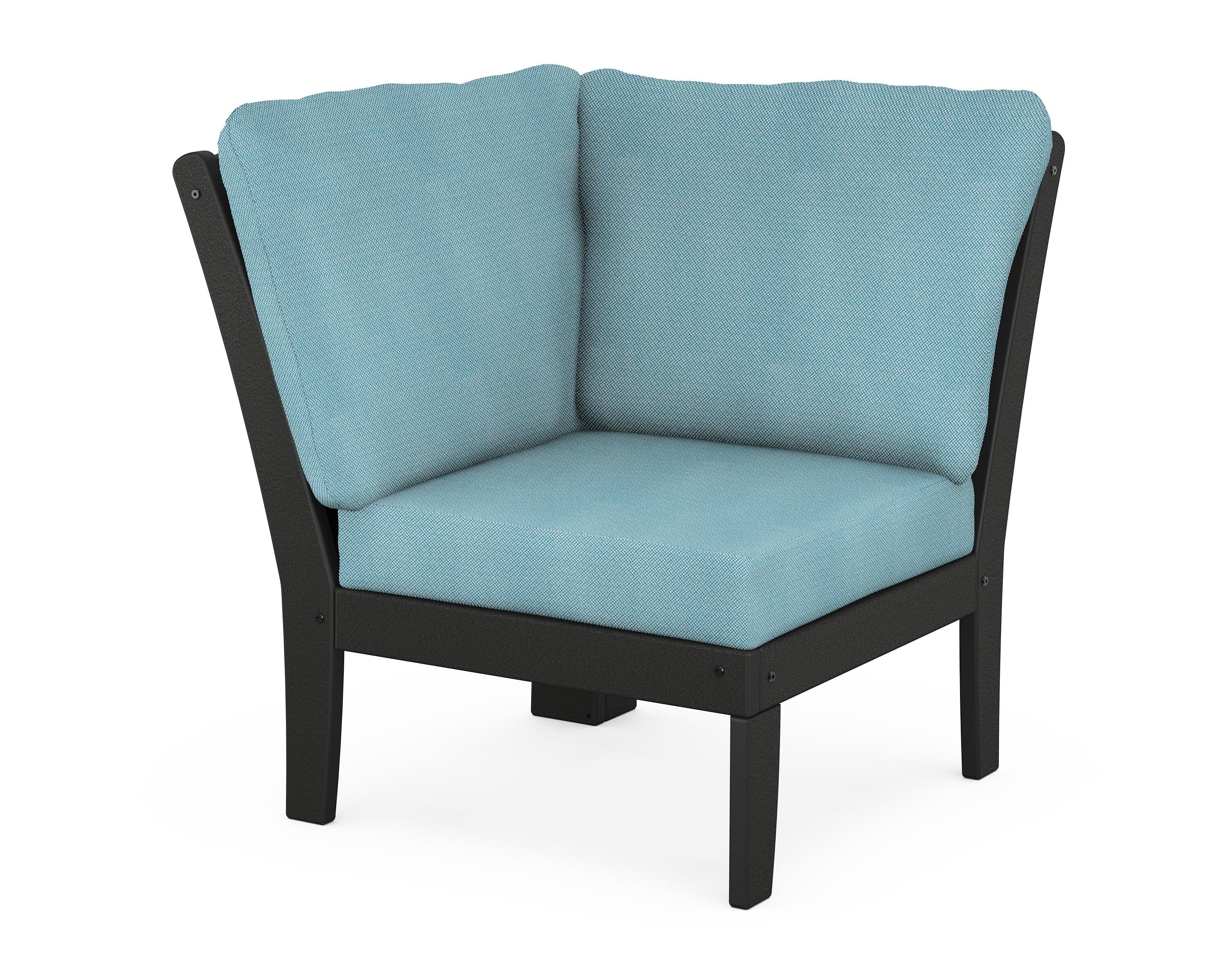 Yacht Club Modular Corner Chair in Charcoal Black / Lattice Sky Blue