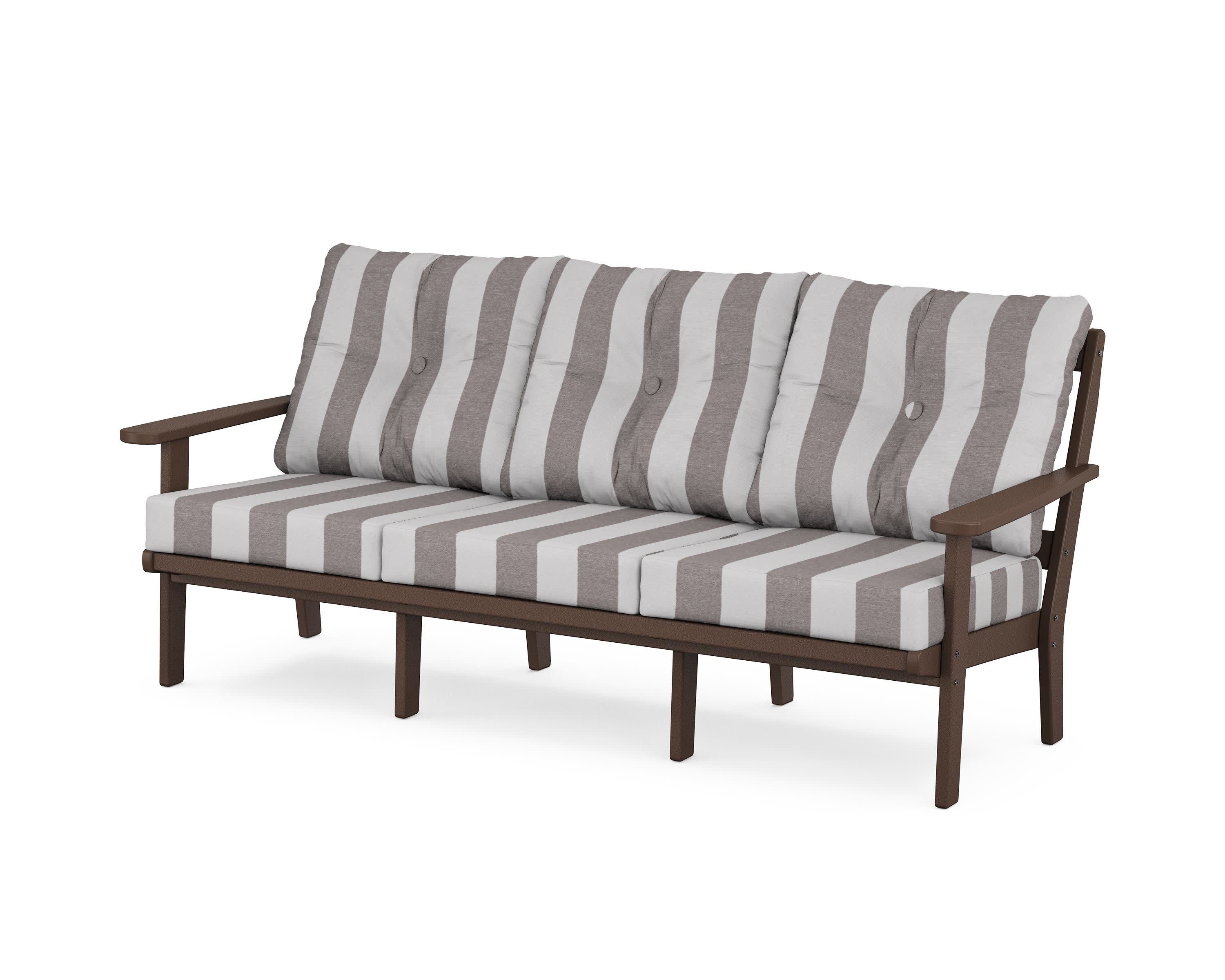 Cape Cod Deep Seating Sofa in Vintage Lantern / Cabana Stripe Grey Mist