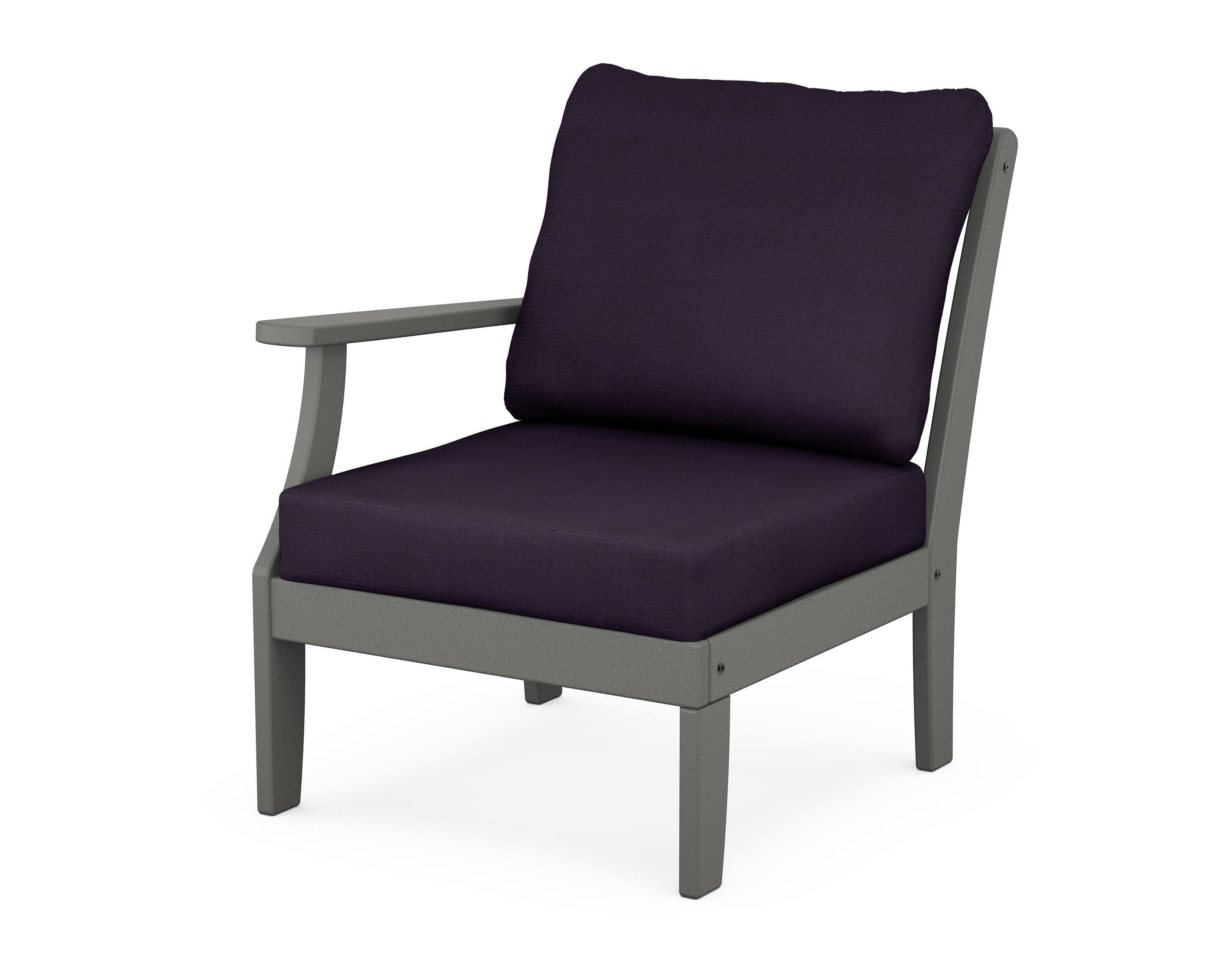 Yacht Club Modular Left Arm Chair in Stepping Stone / Navy Linen