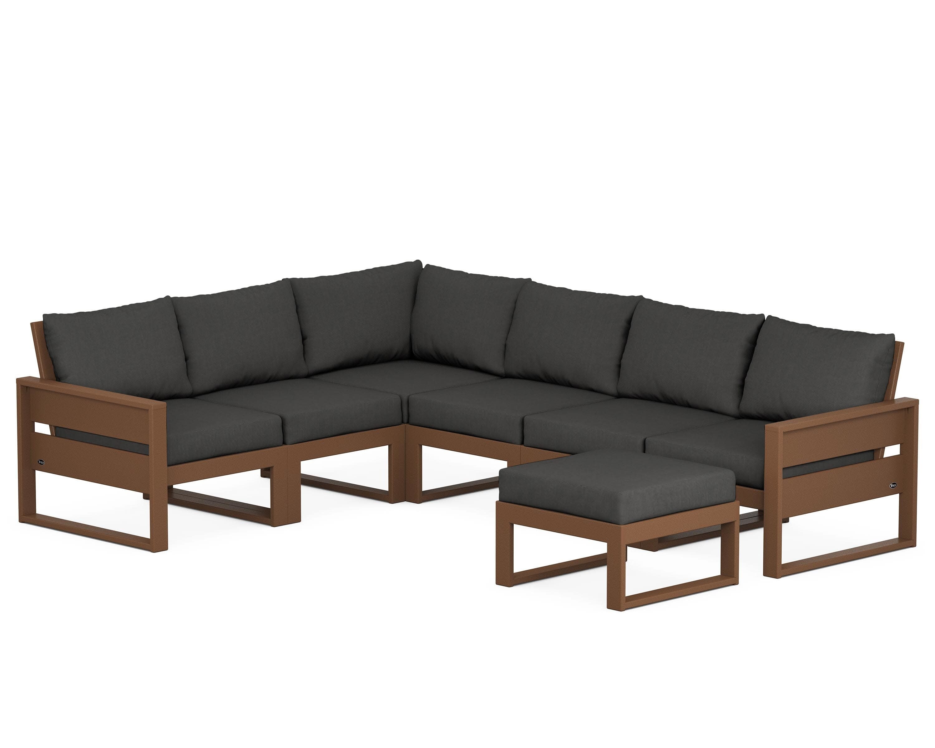 Eastport 6-Piece Sectional with Ottoman in Tree House / Spectrum Carbon