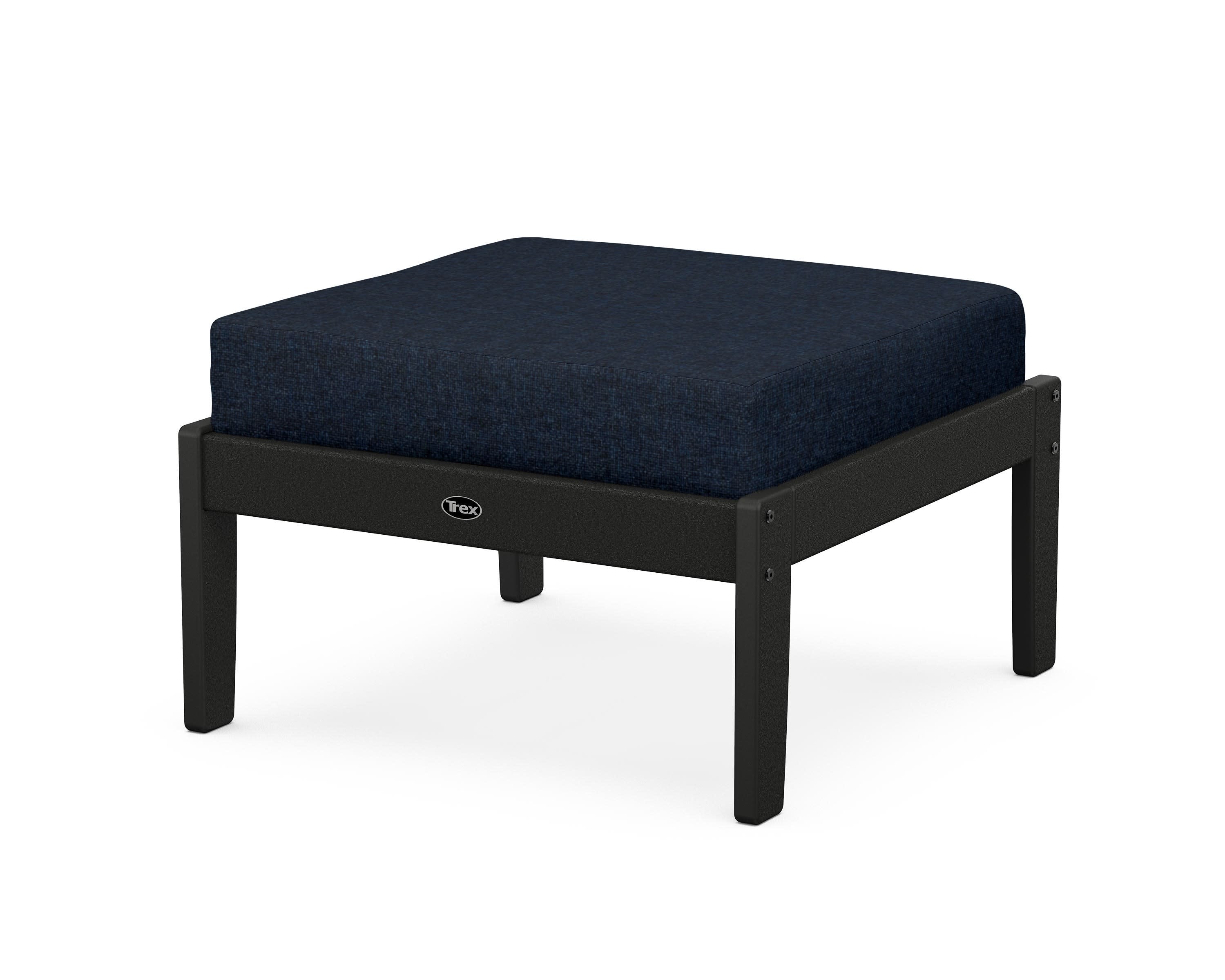 Yacht Club Deep Seating Ottoman in Charcoal Black / Marine Indigo