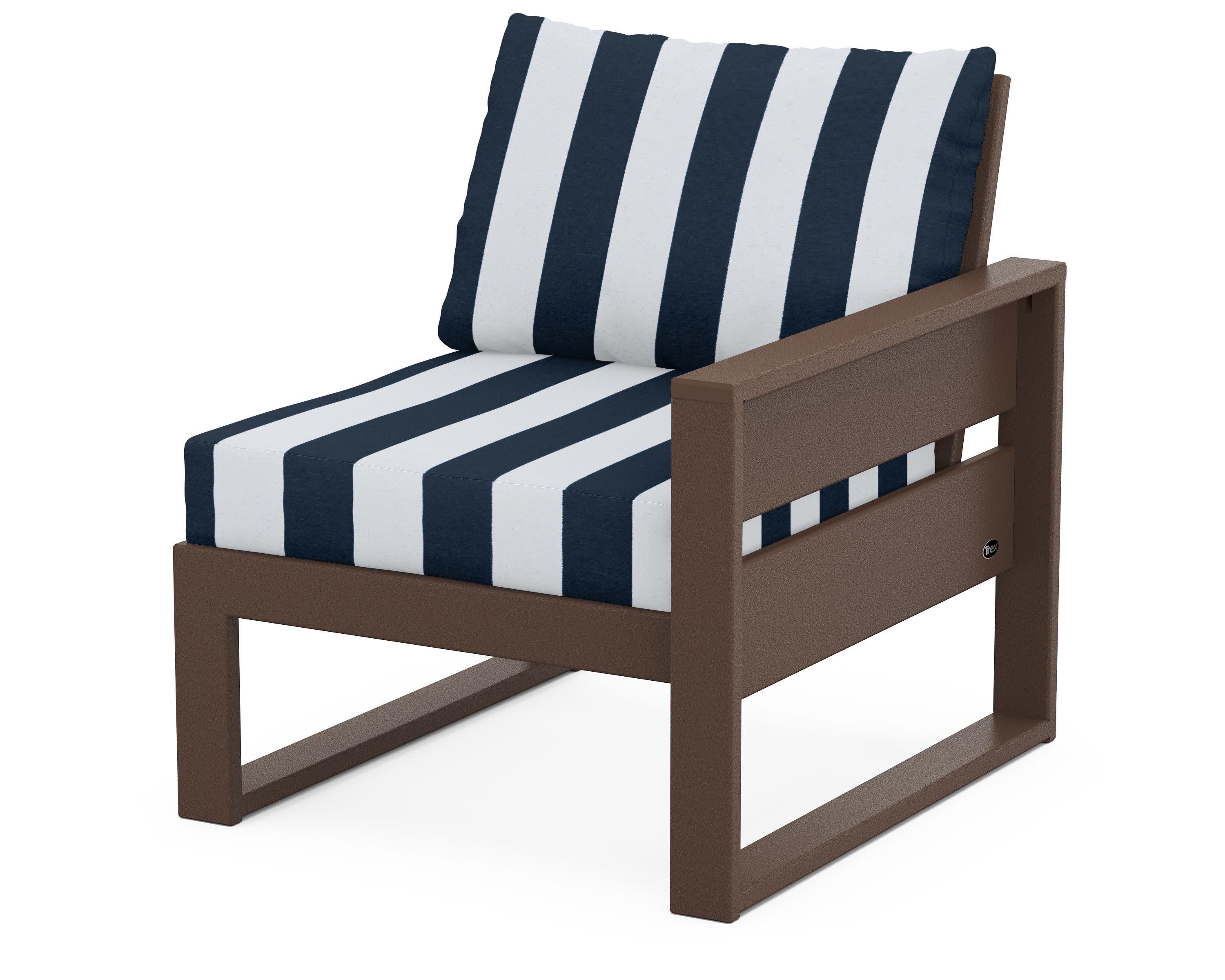 Eastport Modular Right Arm Chair in Vintage Lantern / Cabana Stripe Marine Indigo