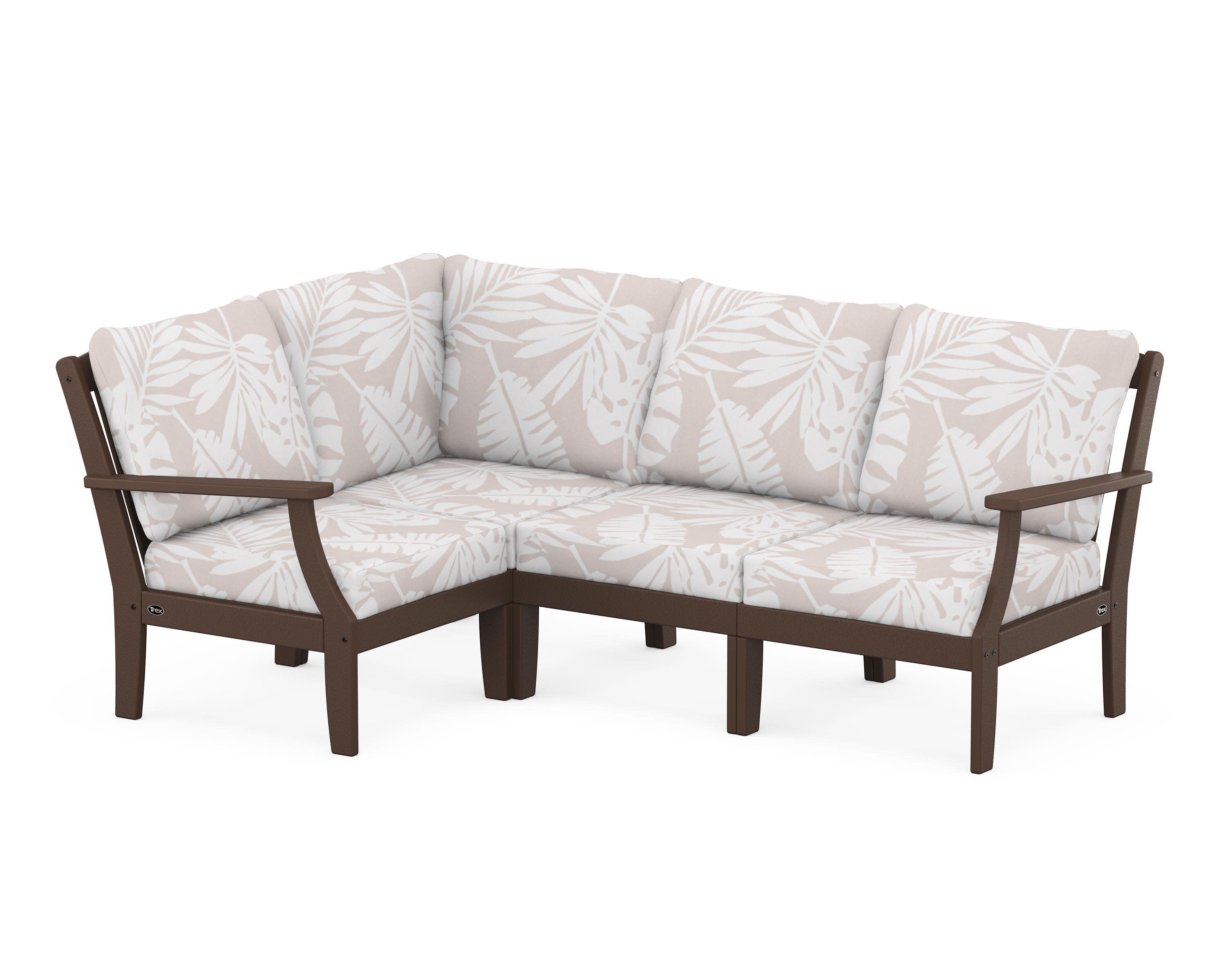 Yacht Club Modular 4-Piece Deep Seating Set in Vintage Lantern / Leaf Dune Burlap