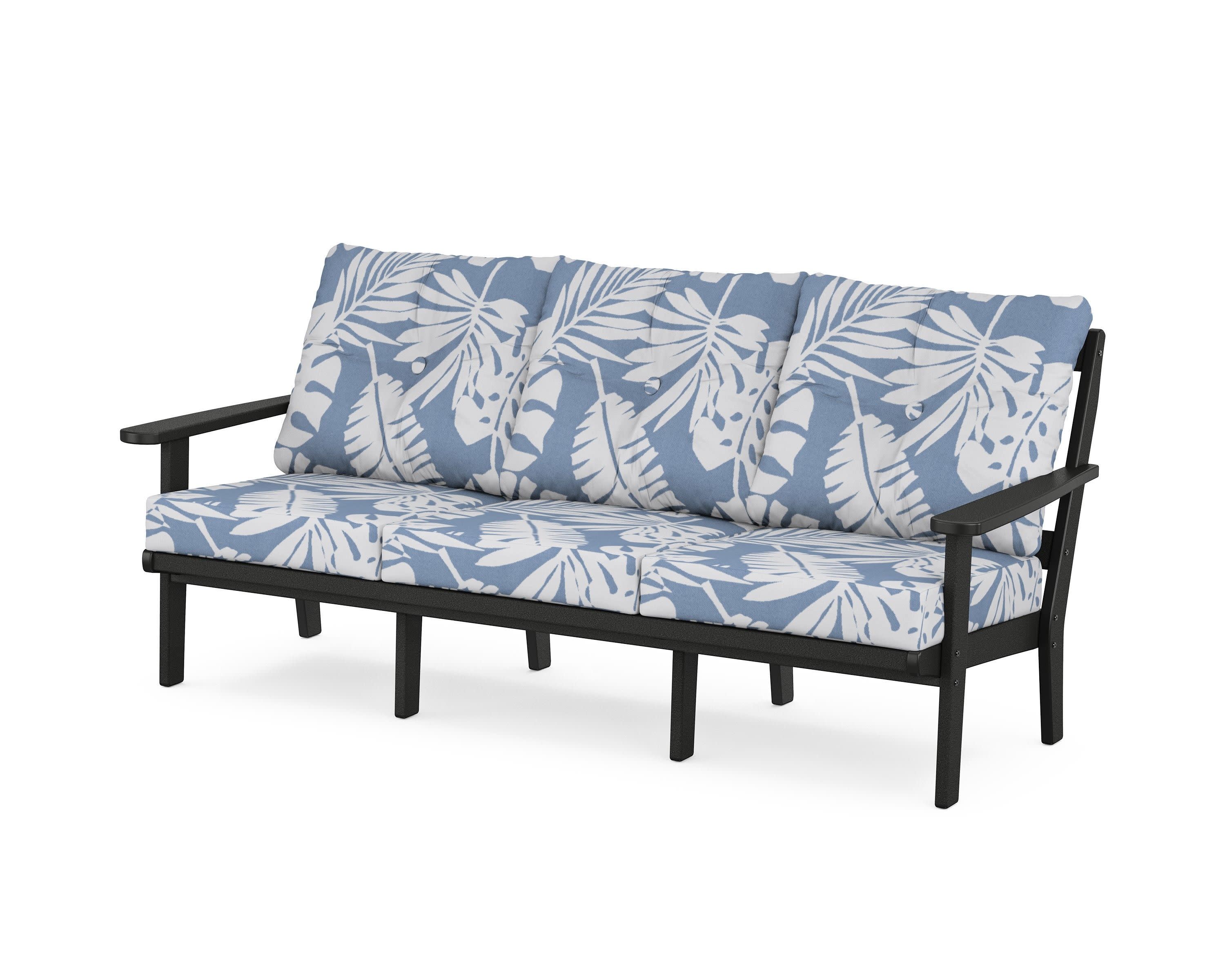 Cape Cod Deep Seating Sofa in Charcoal Black / Leaf Sky Blue