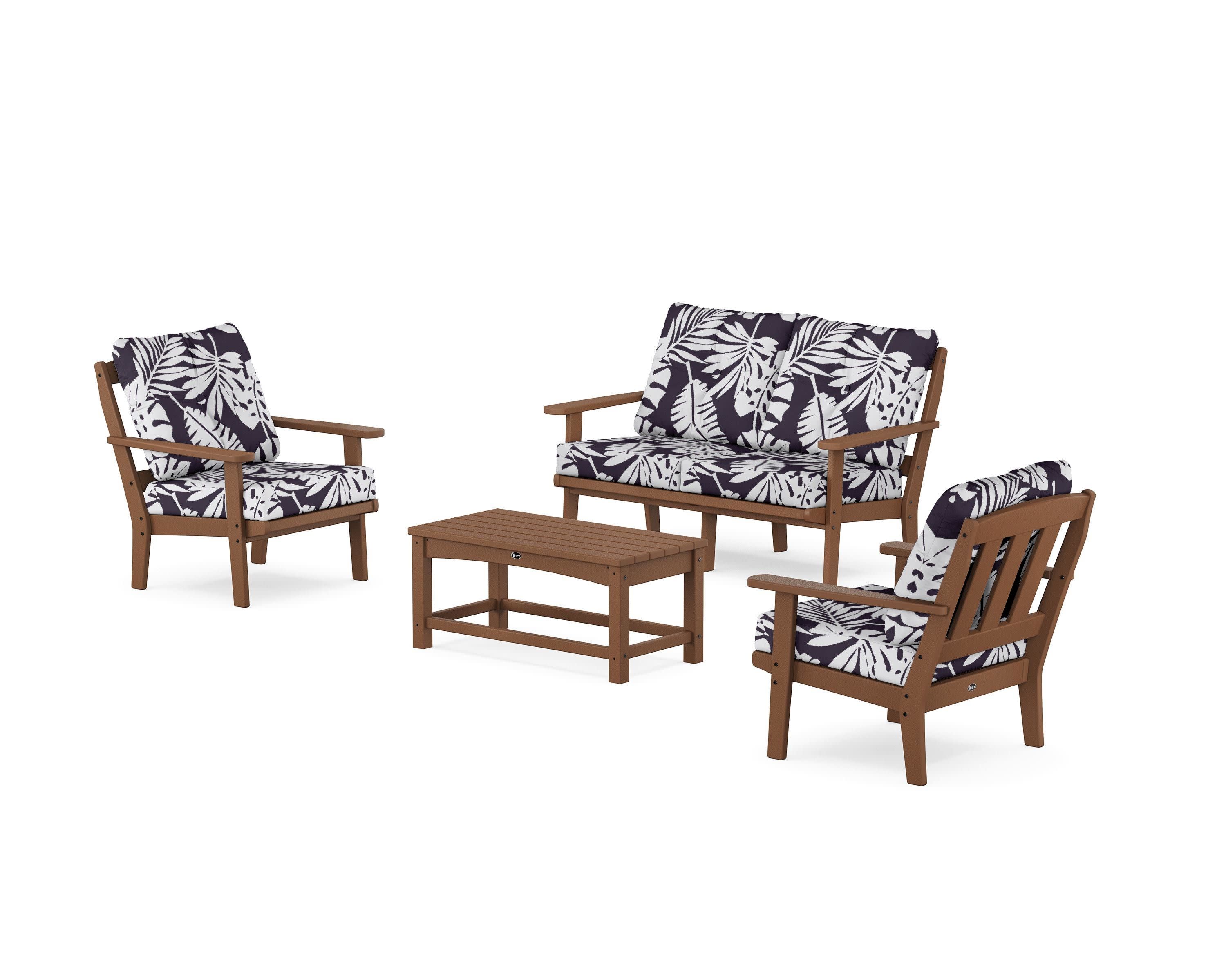 Cape Cod 4-Piece Deep Seating Set with Loveseat in Tree House / Leaf Navy