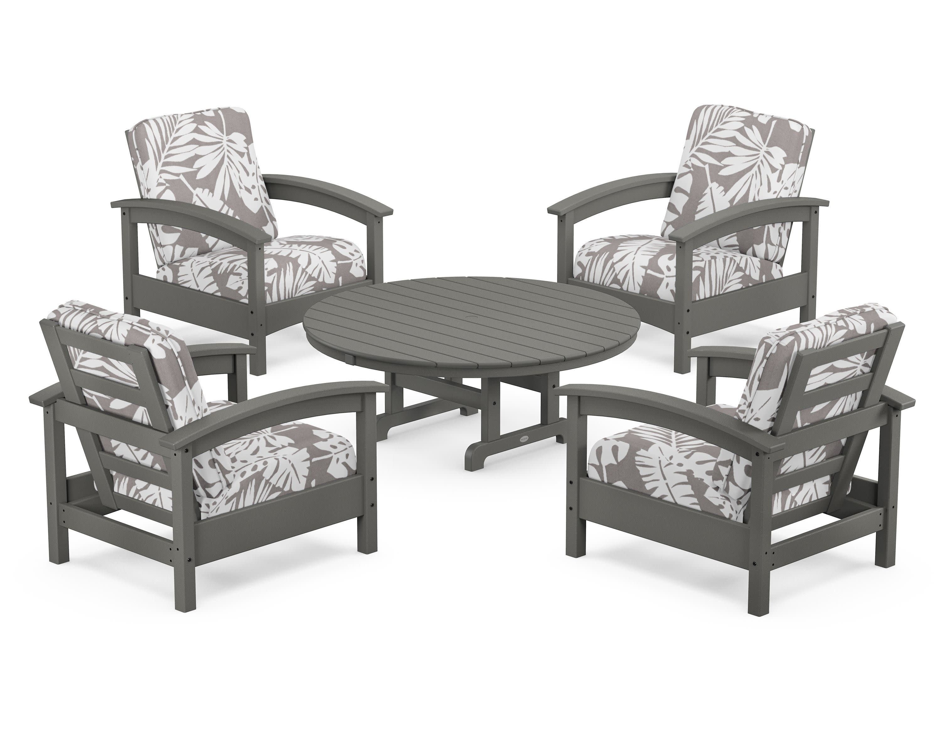 Rockport 5-Piece Deep Seating Set in Stepping Stone / Leaf Grey Mist