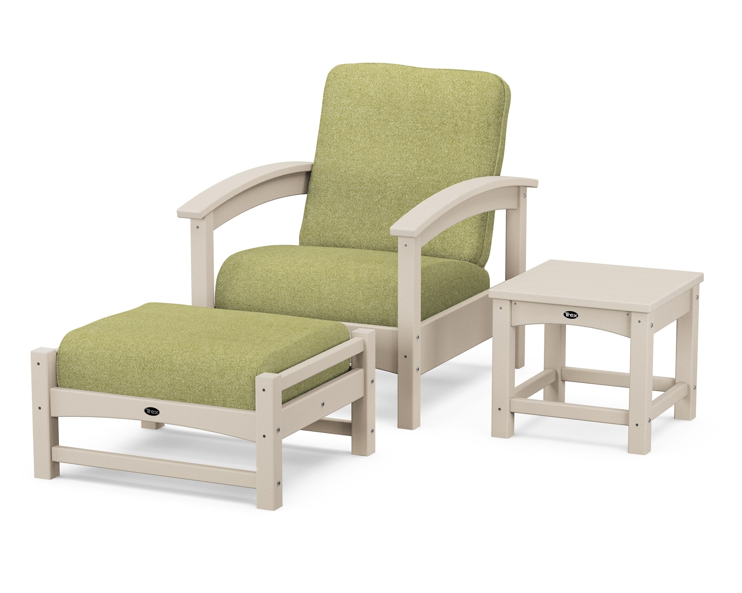 Rockport 3-Piece Deep Seating Set in Sand Castle / Chartreuse Boucle