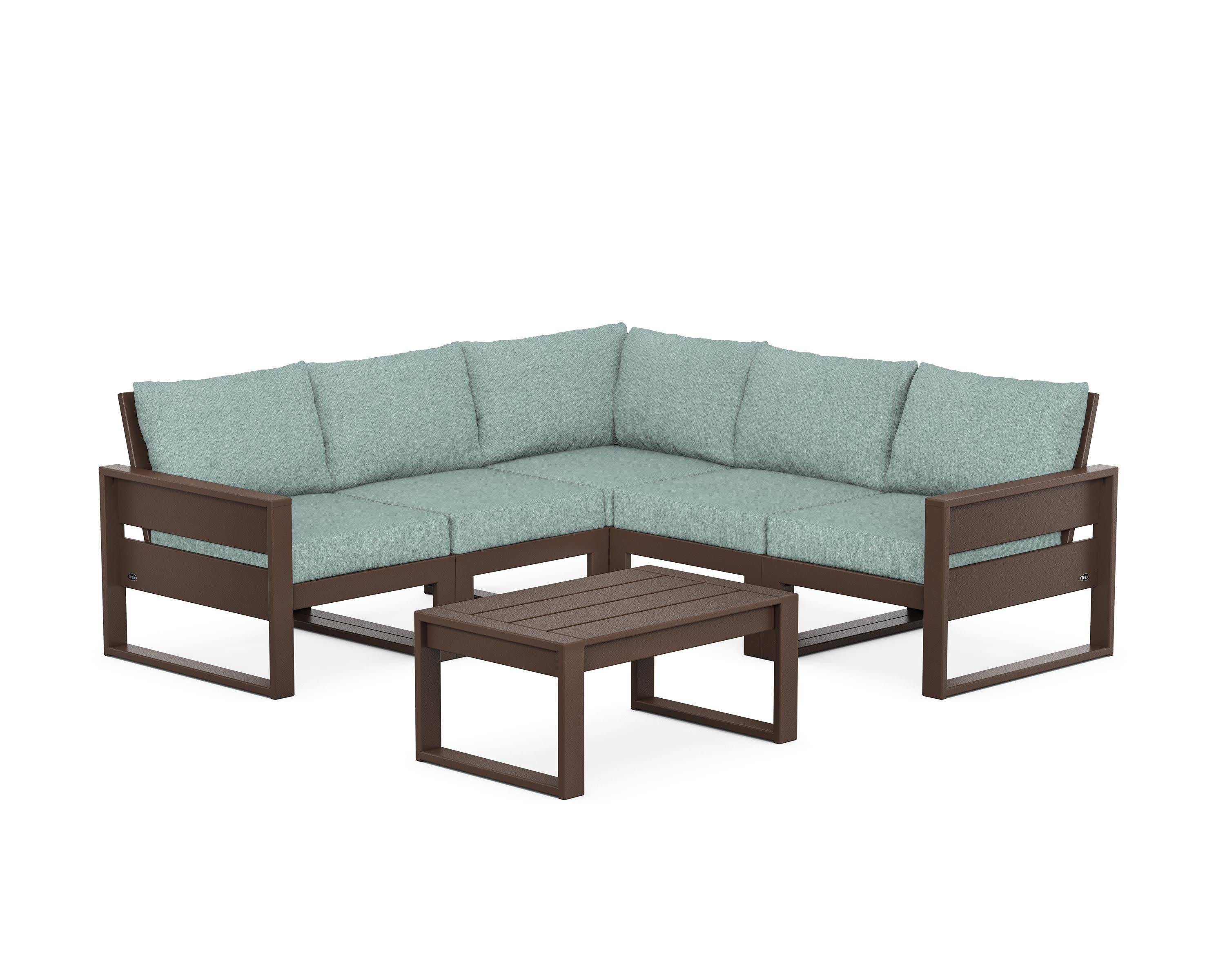 Eastport 6-Piece Deep Seating Sectional + Coffee Table Set in Vintage Lantern / Glacier Spa