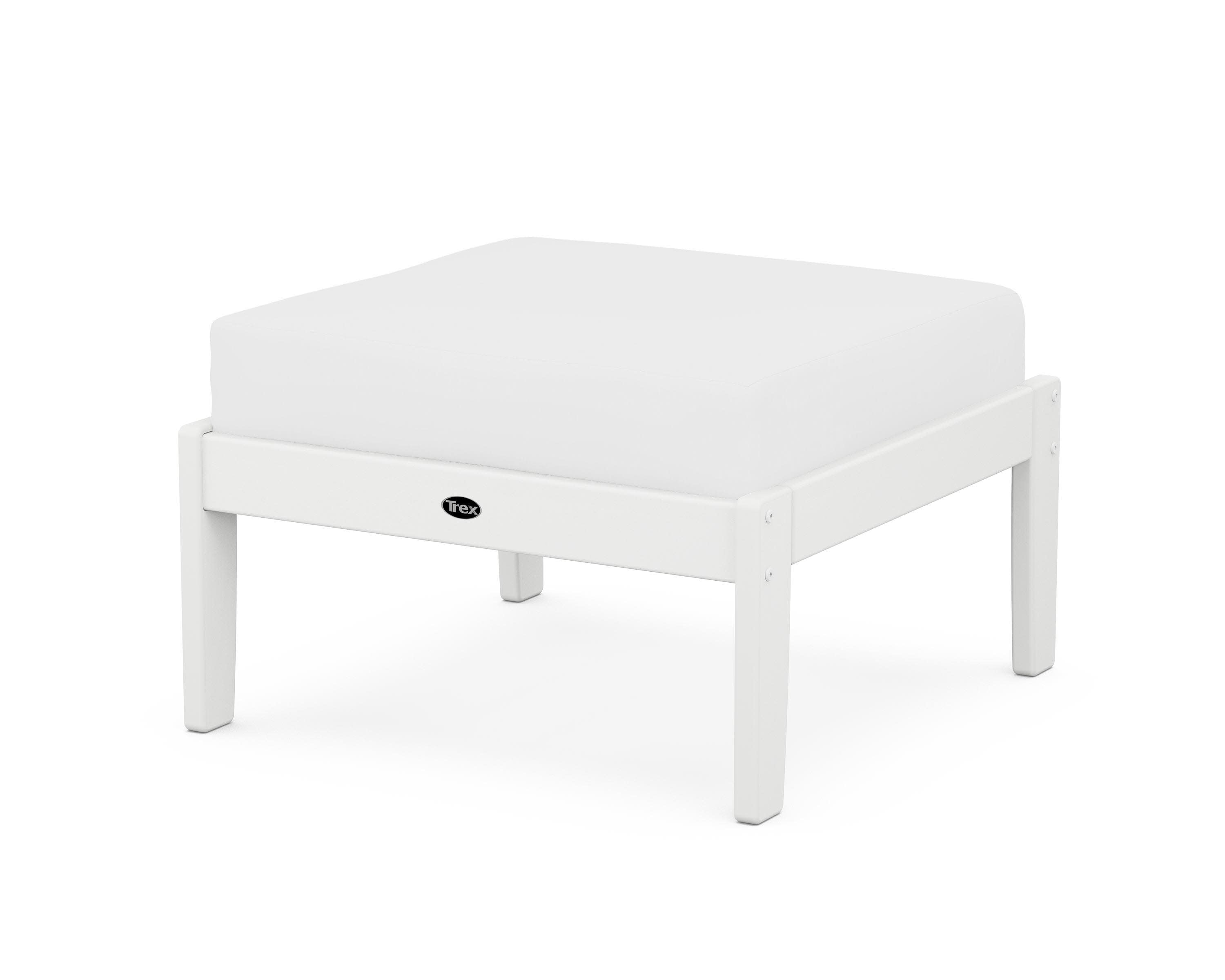 Yacht Club Deep Seating Ottoman in Classic White / Natural