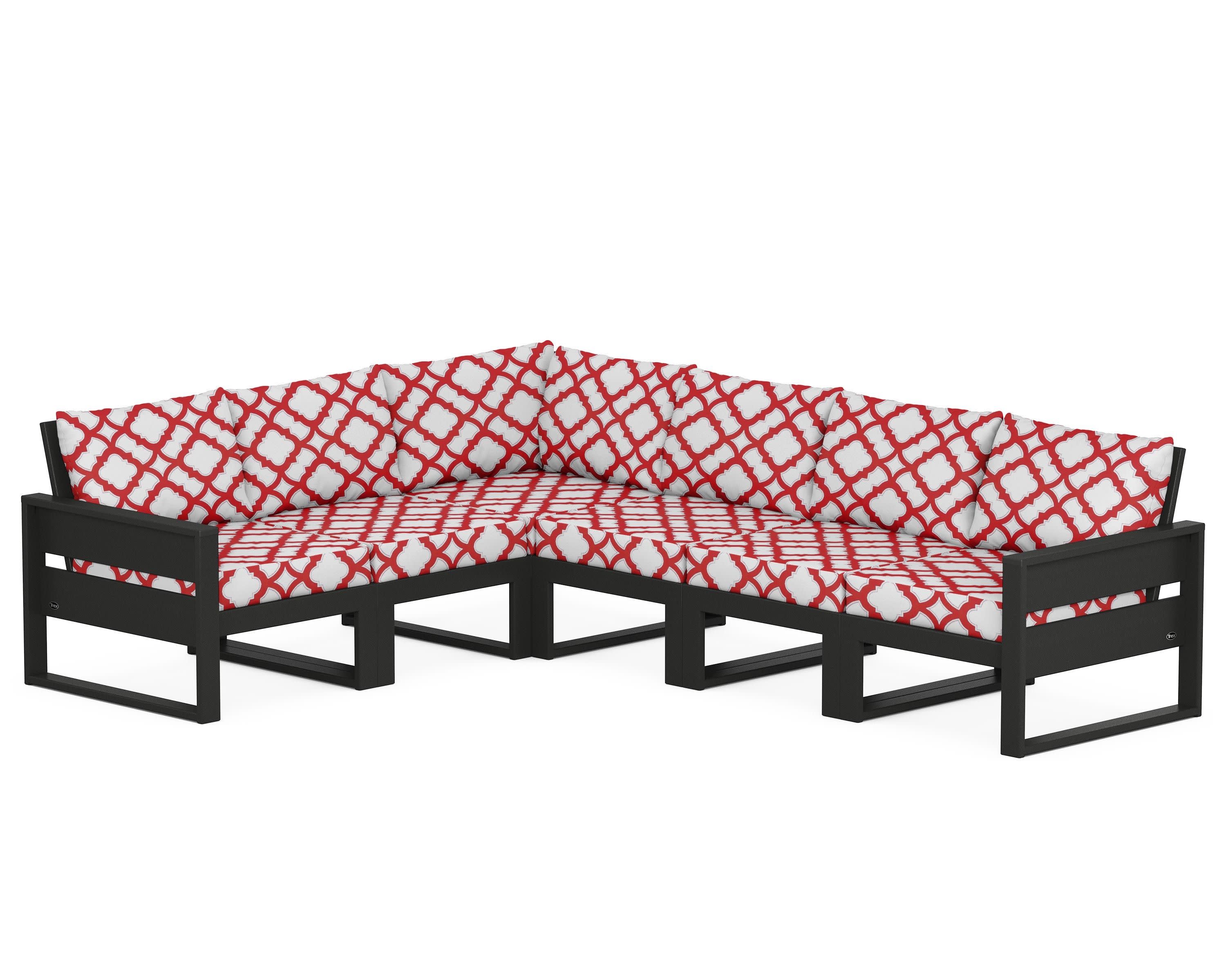Eastport 6-Piece Sectional in Charcoal Black / Trellis Crimson