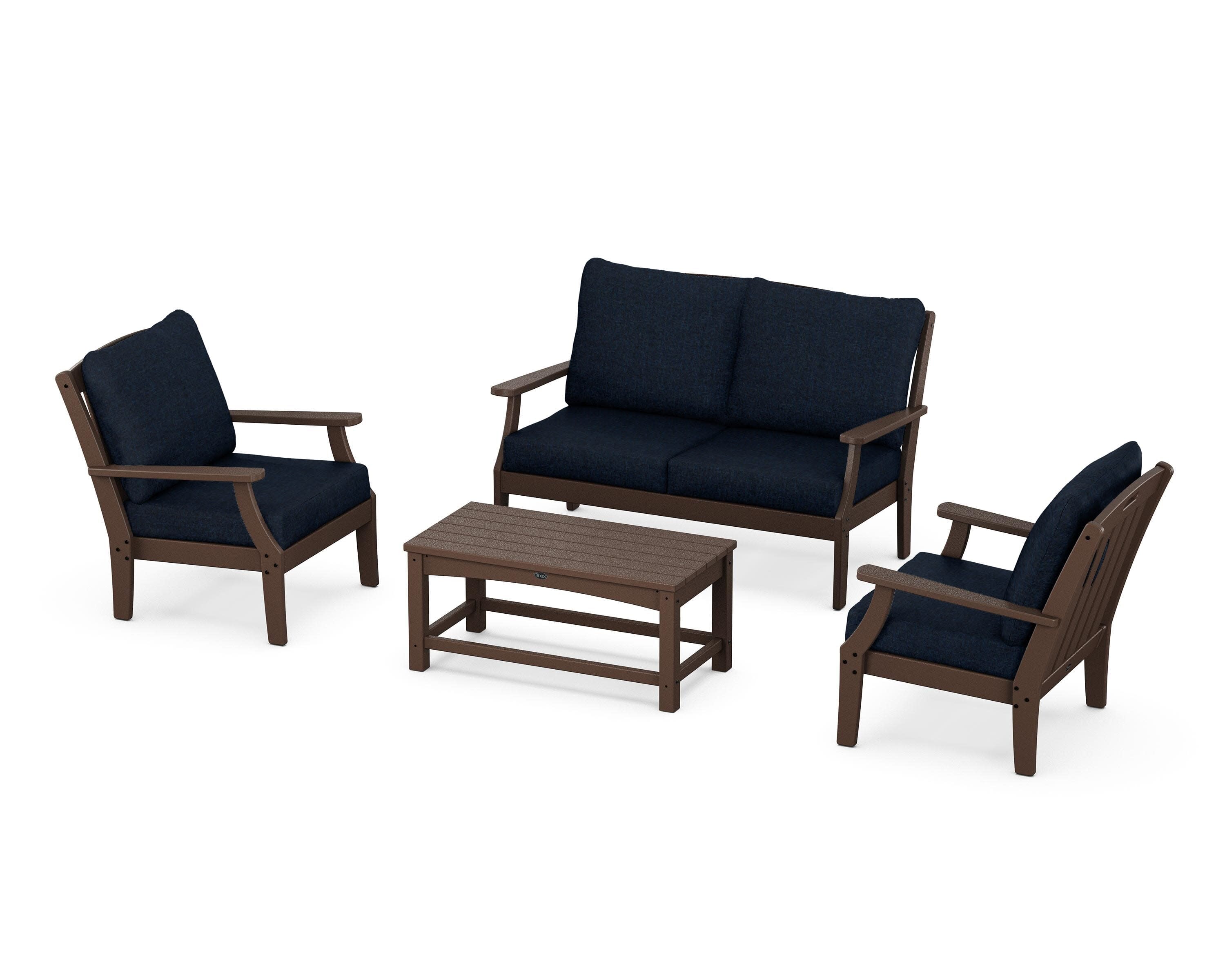Yacht Club 4-Piece Deep Seating Chair Set in Vintage Lantern / Marine Indigo