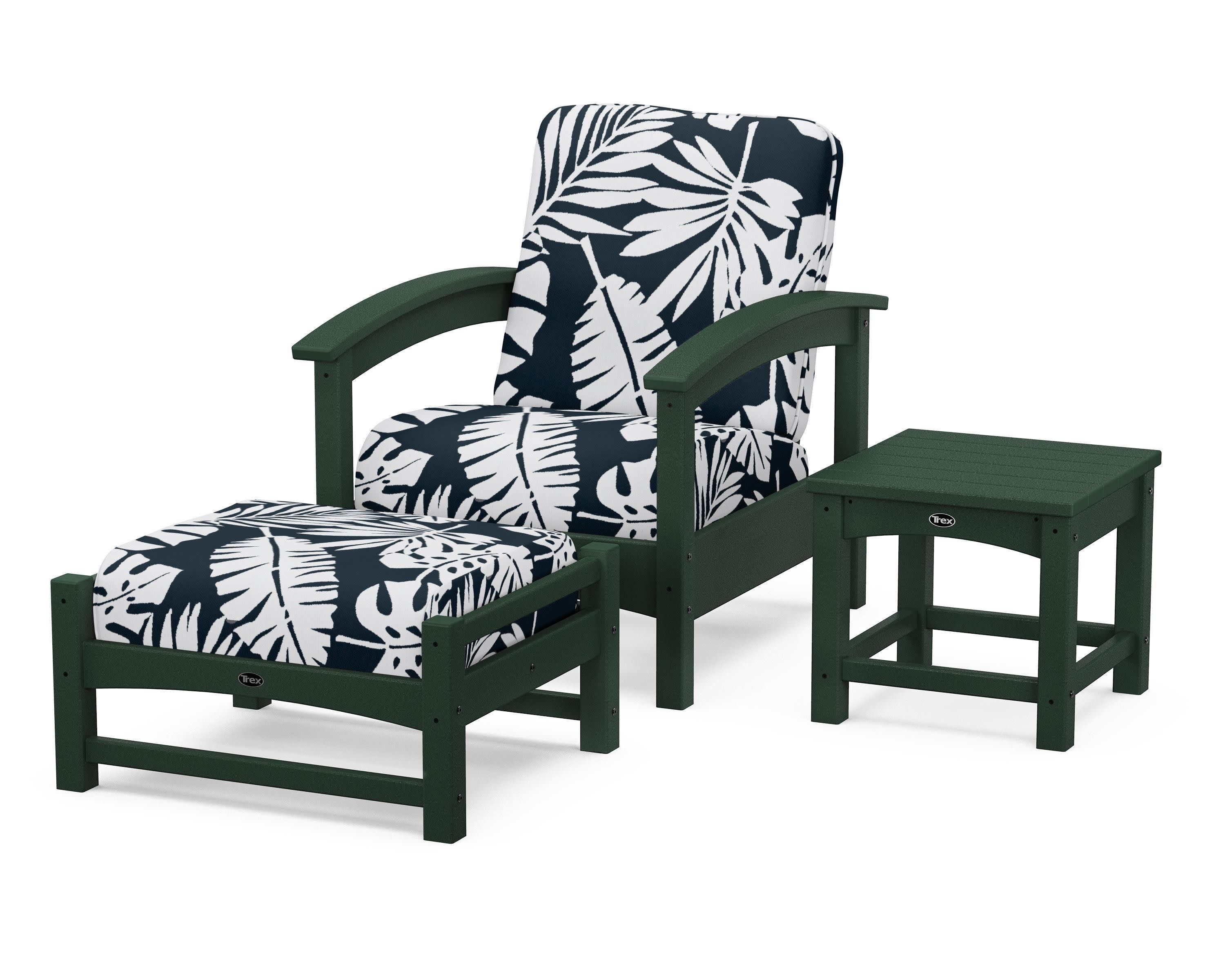 Rockport 3-Piece Deep Seating Set in Rainforest Canopy / Leaf Marine Indigo