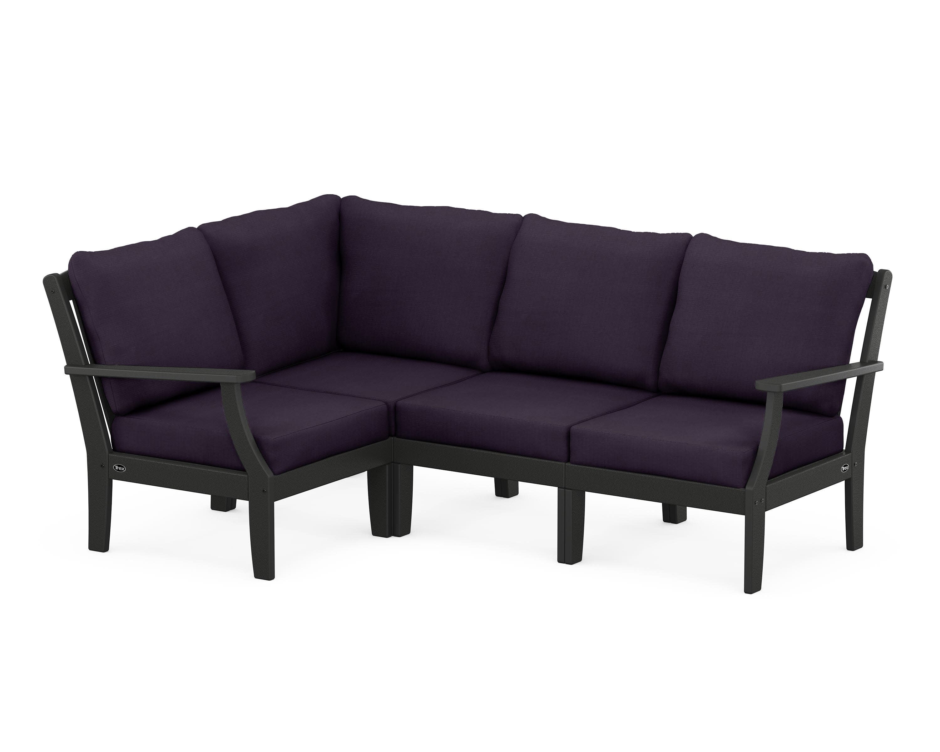 Yacht Club Modular 4-Piece Deep Seating Set in Charcoal Black / Navy Linen