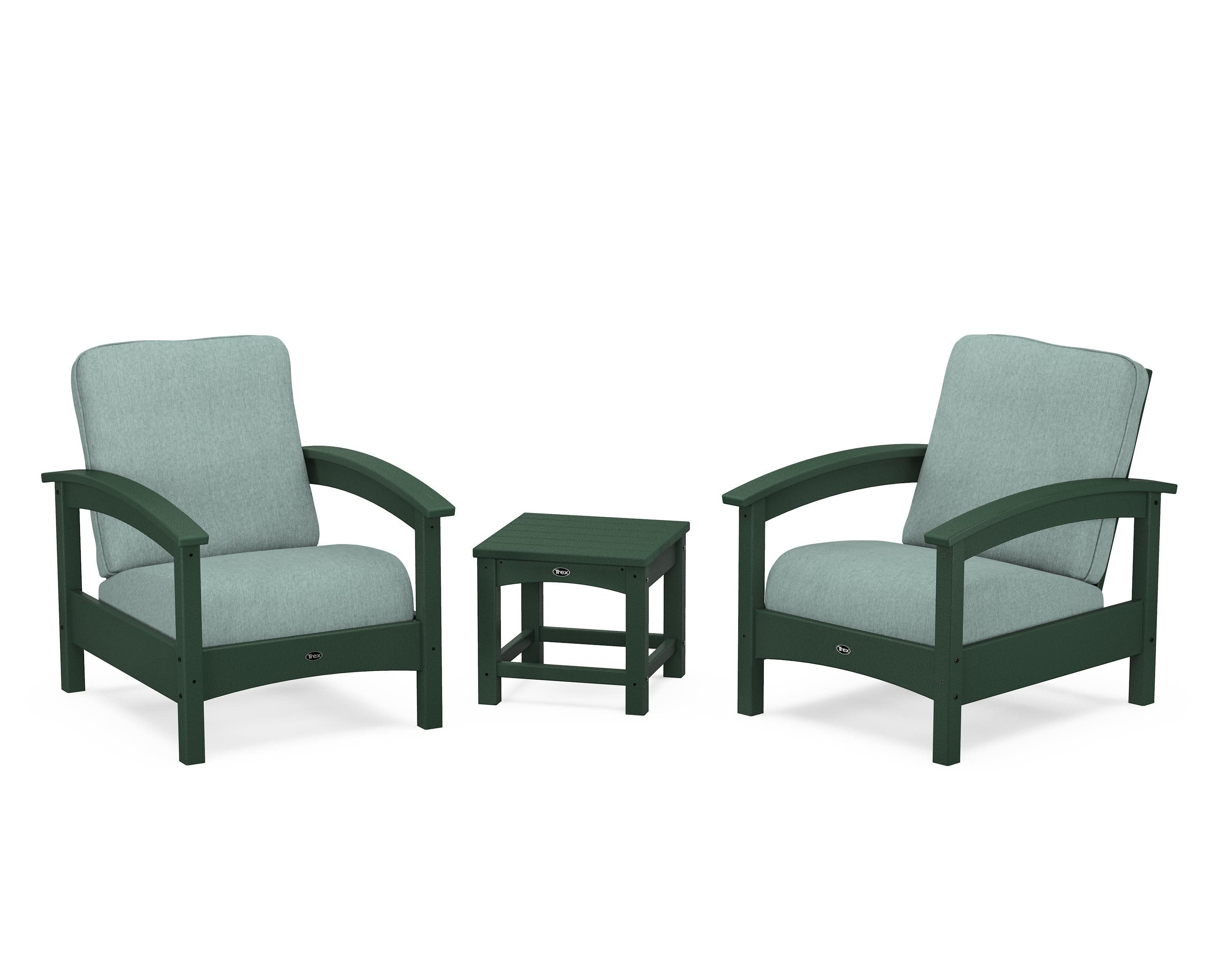 Rockport Club 3-Piece Deep Seating Conversation Set in Rainforest Canopy / Glacier Spa